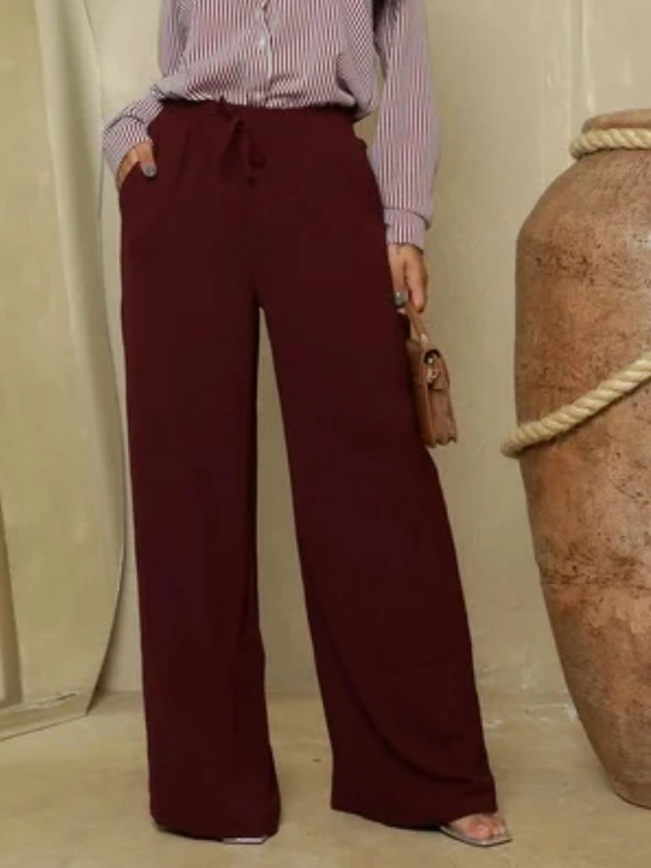 Calça panatalona tecido duna