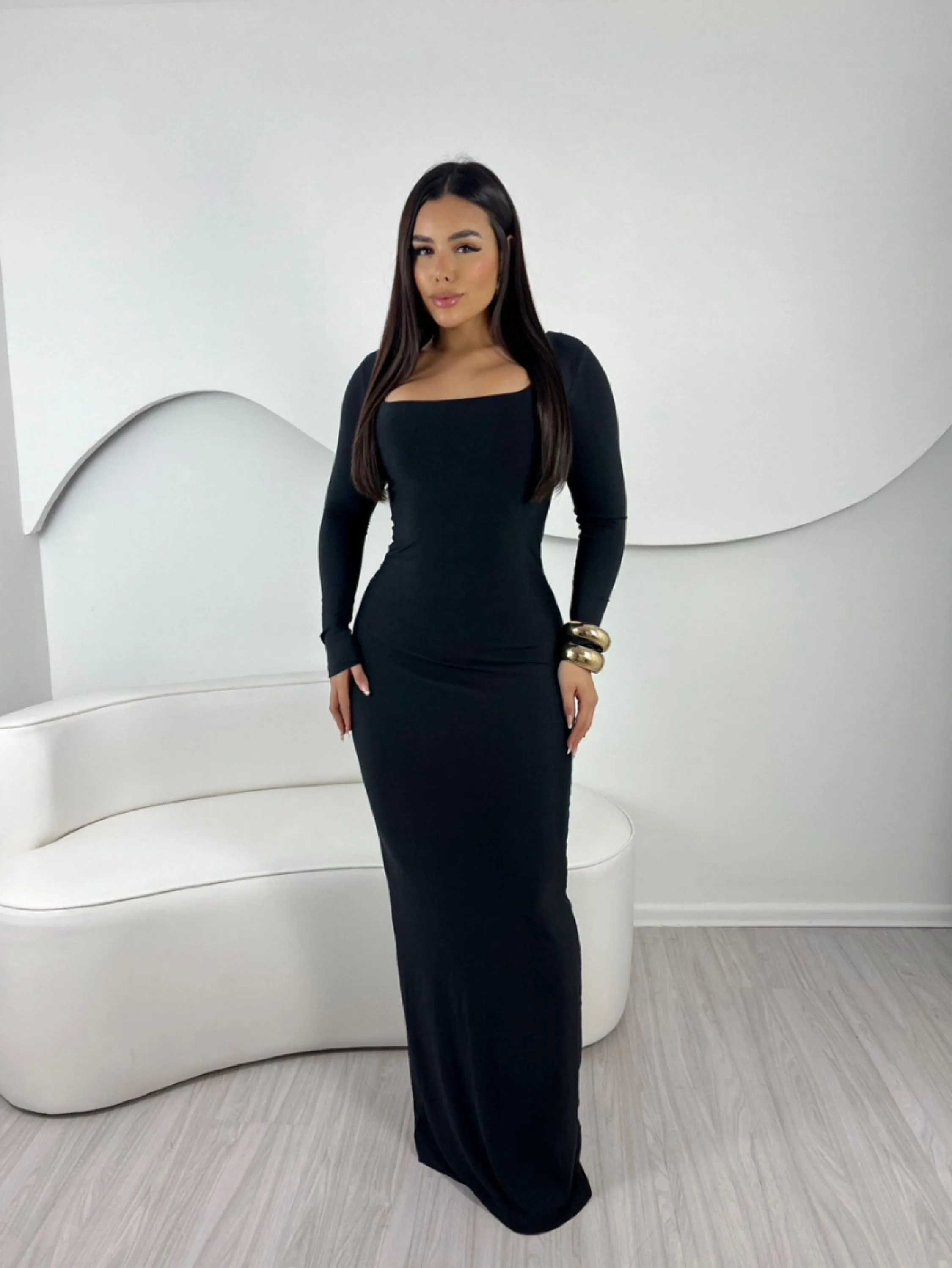 Vestido longo quadrado