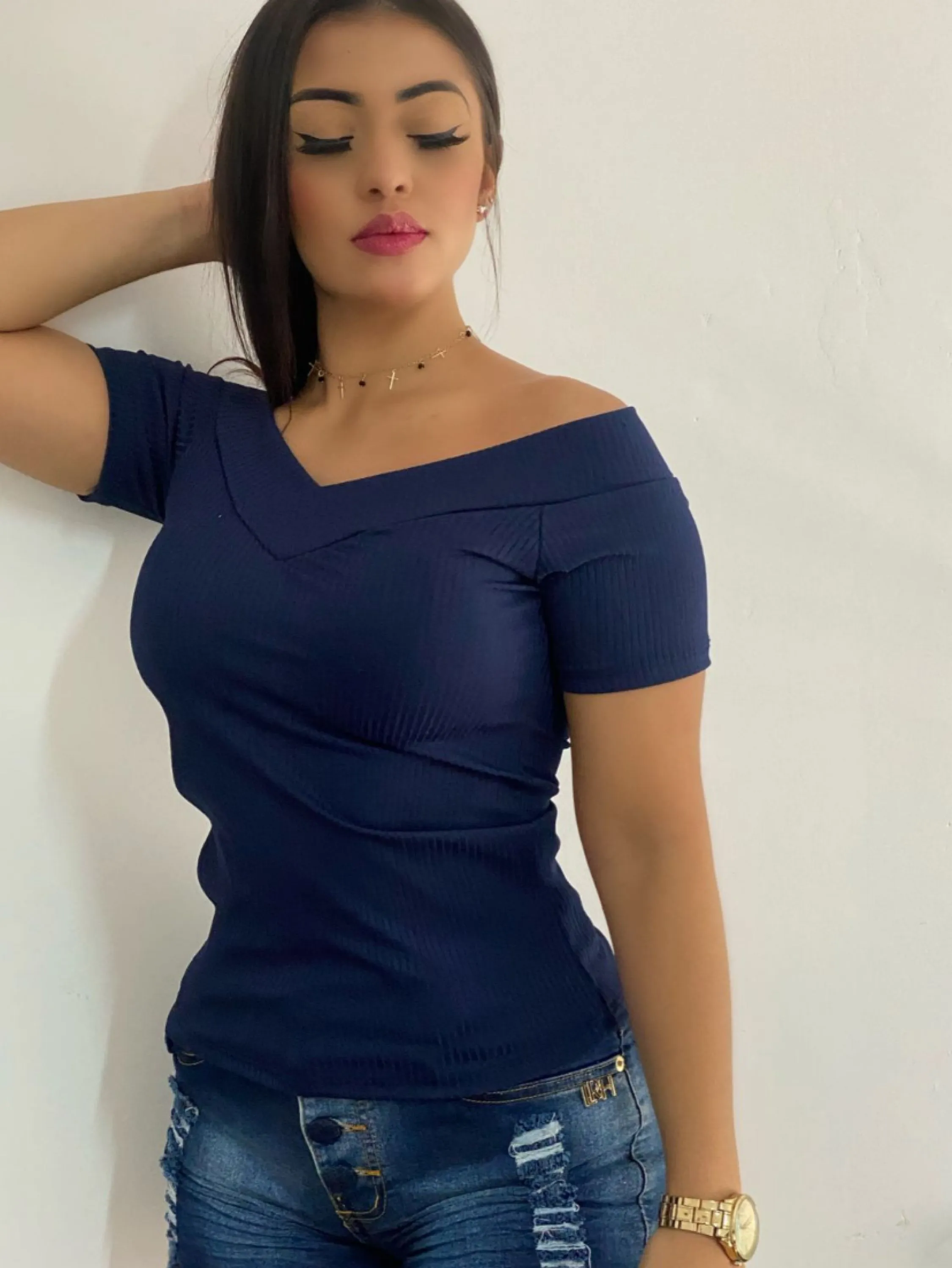 Blusa canelado ombro a ombro