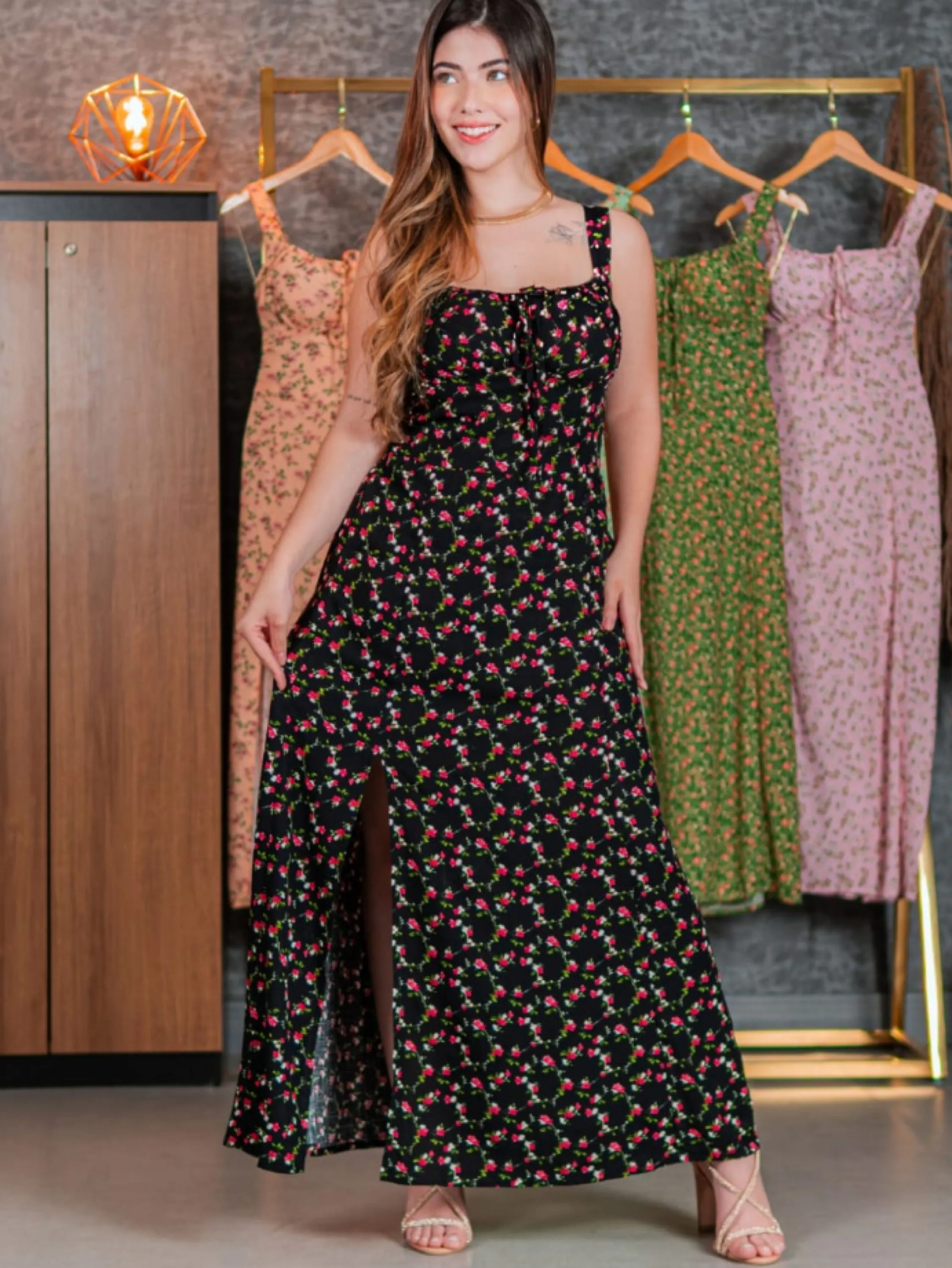 Vestido camponesa longo