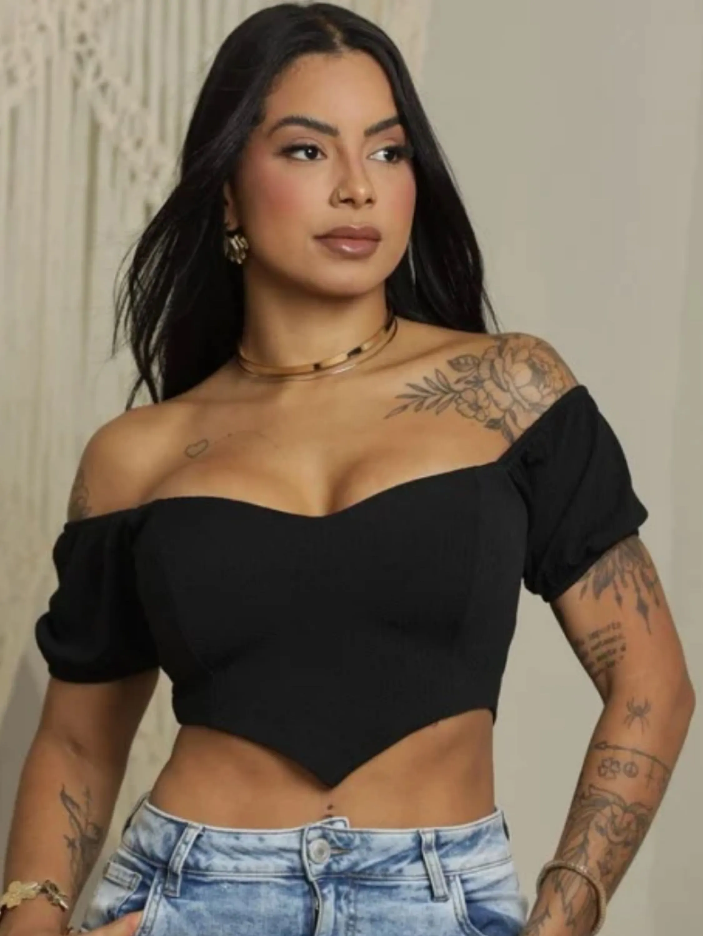 Cropped ciganinha com bojo