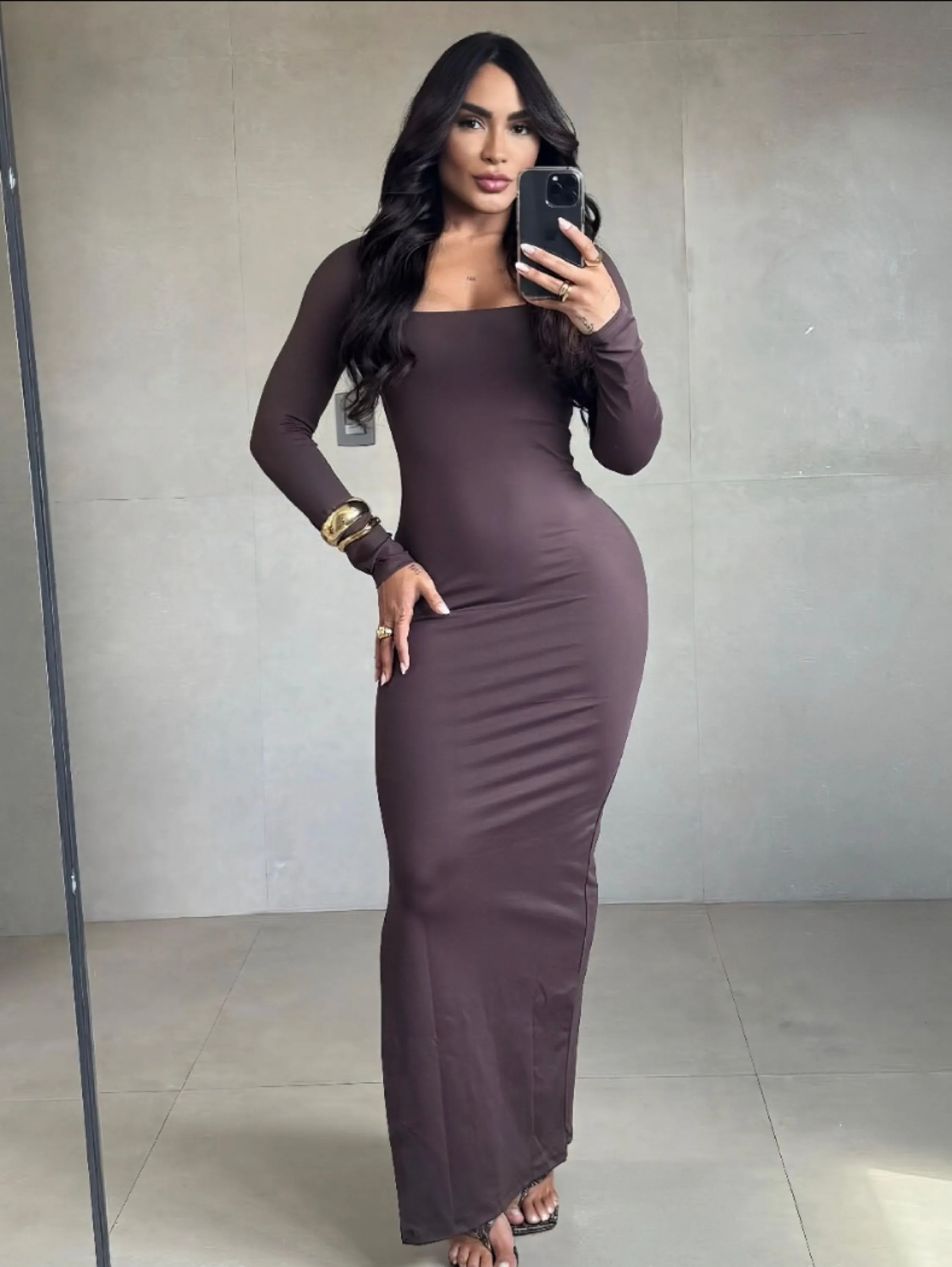 Vestido longo quadrado
