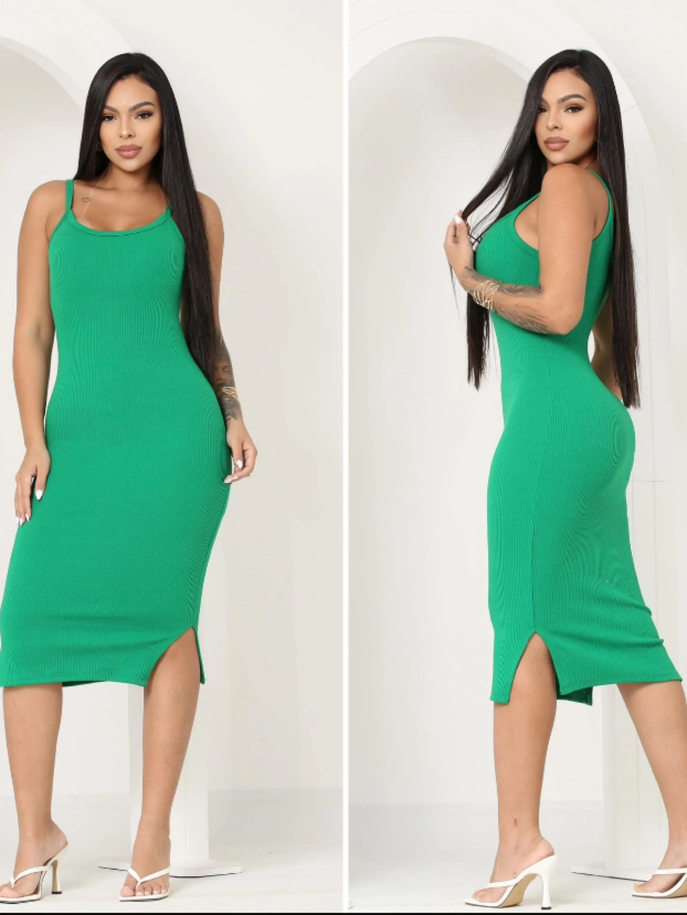 Vestido alça com fenda