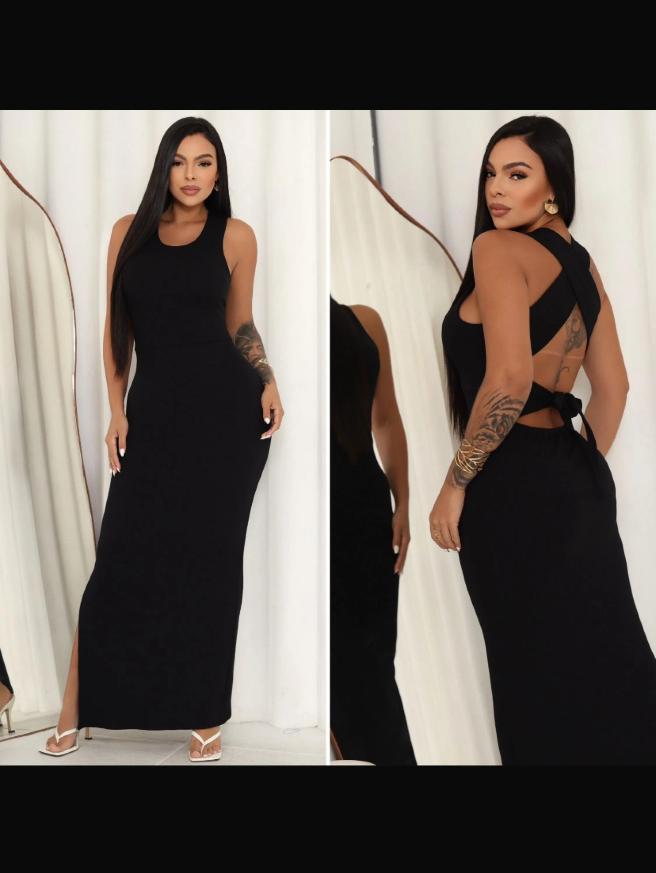 Vestido longo trançado anarruga