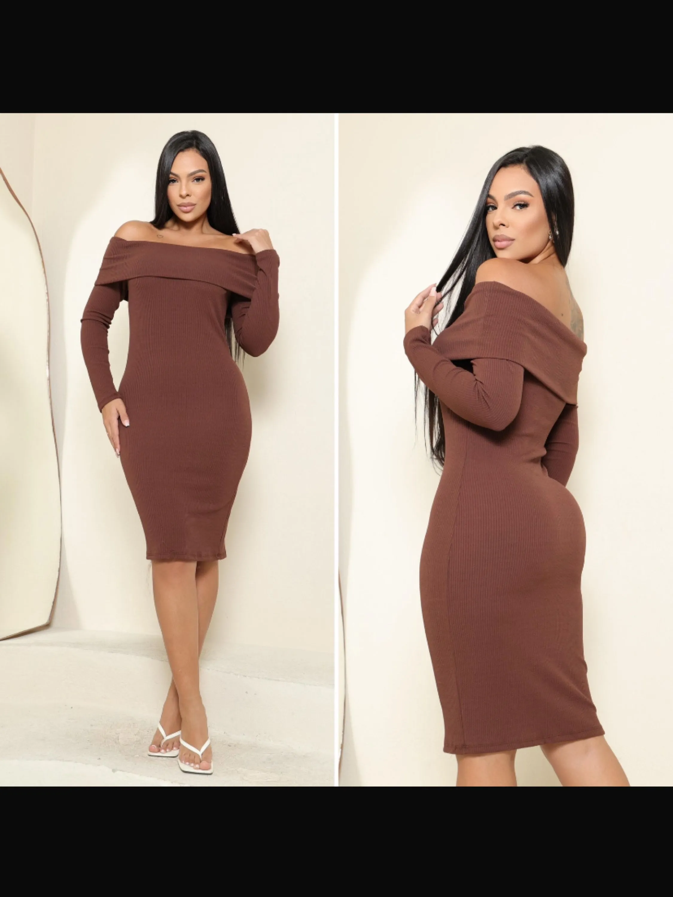 Vestido anarruga ombro a ombro