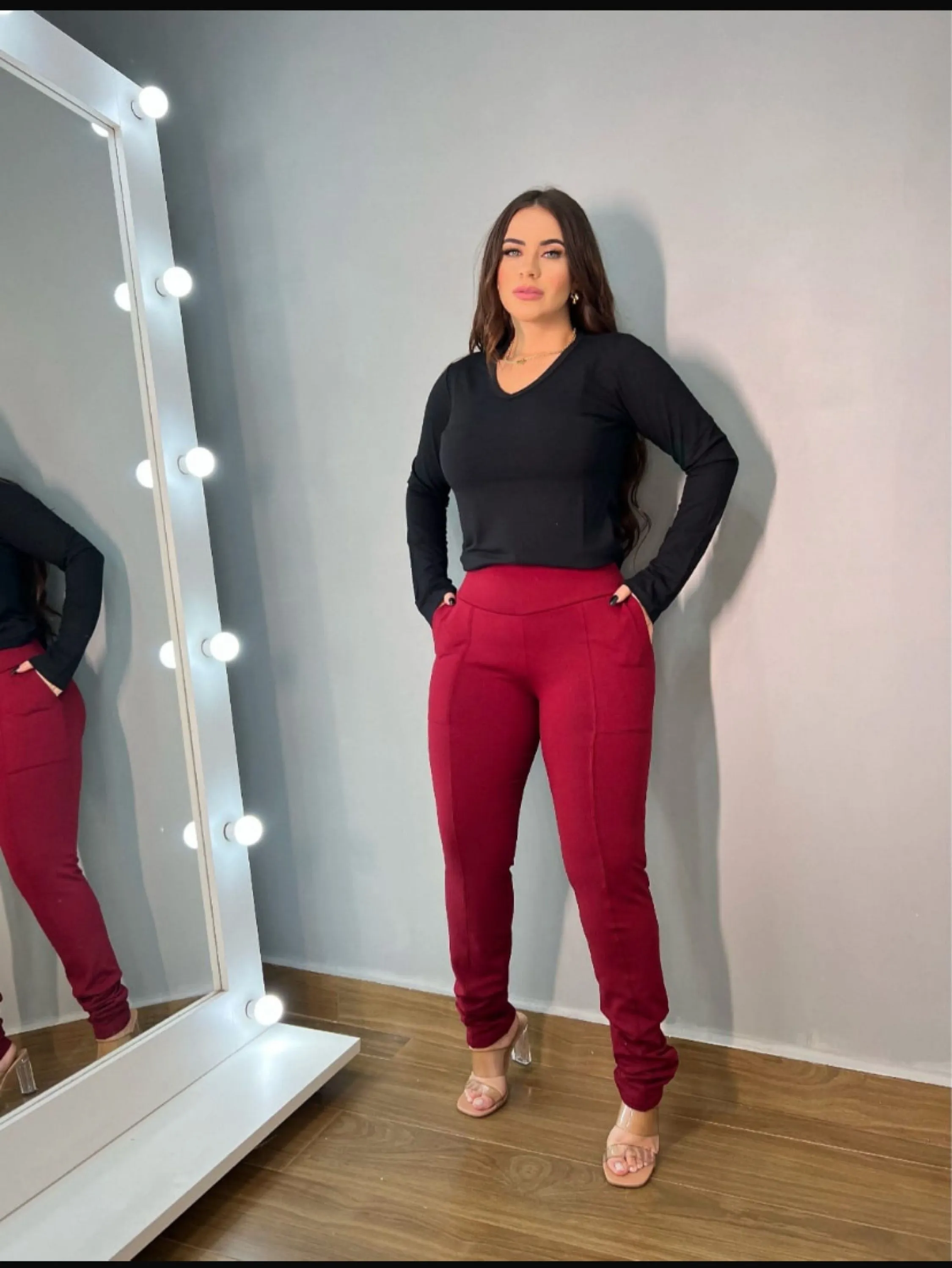 Calça legging flanelada