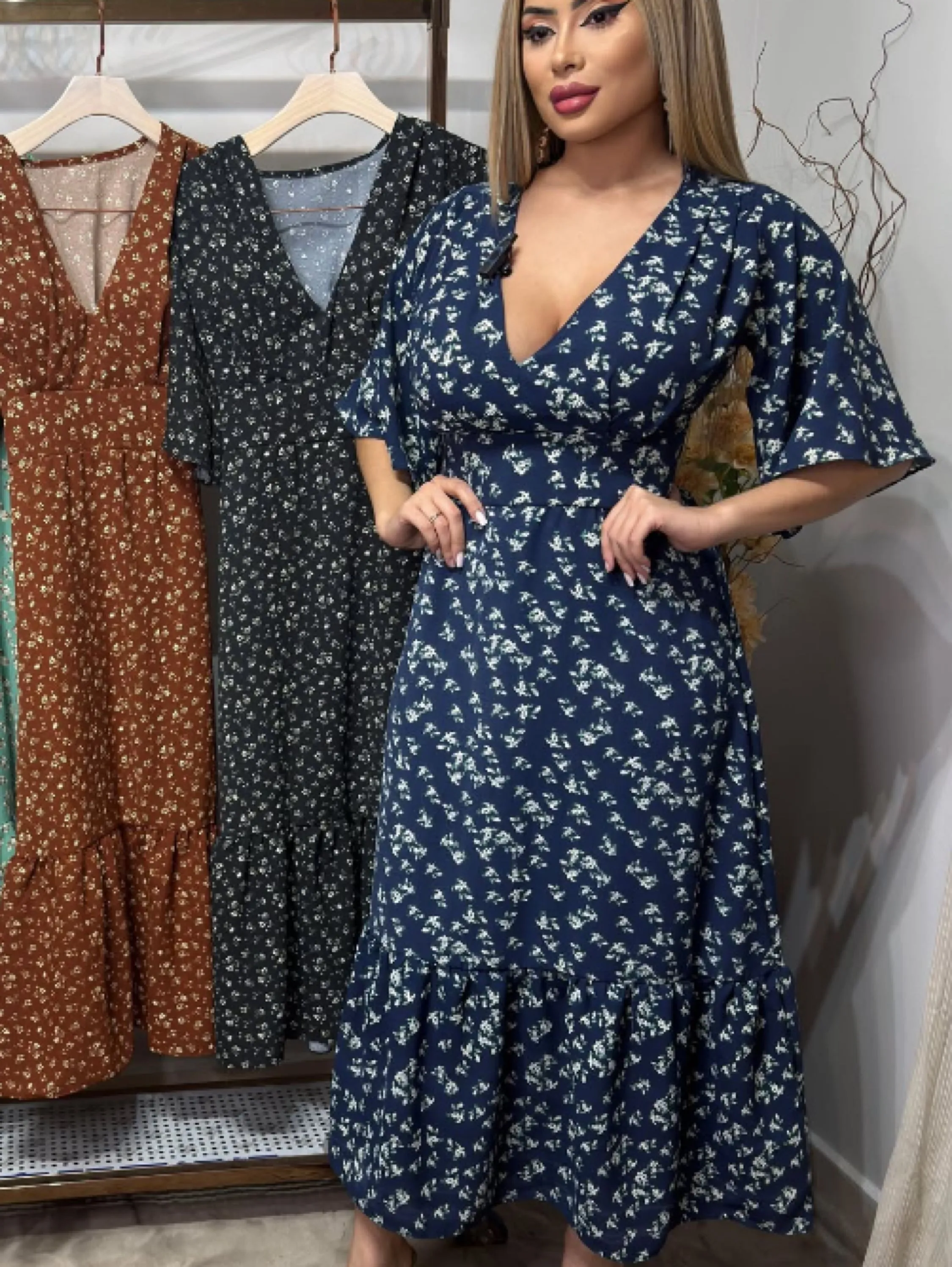 Vestido estampa com manga