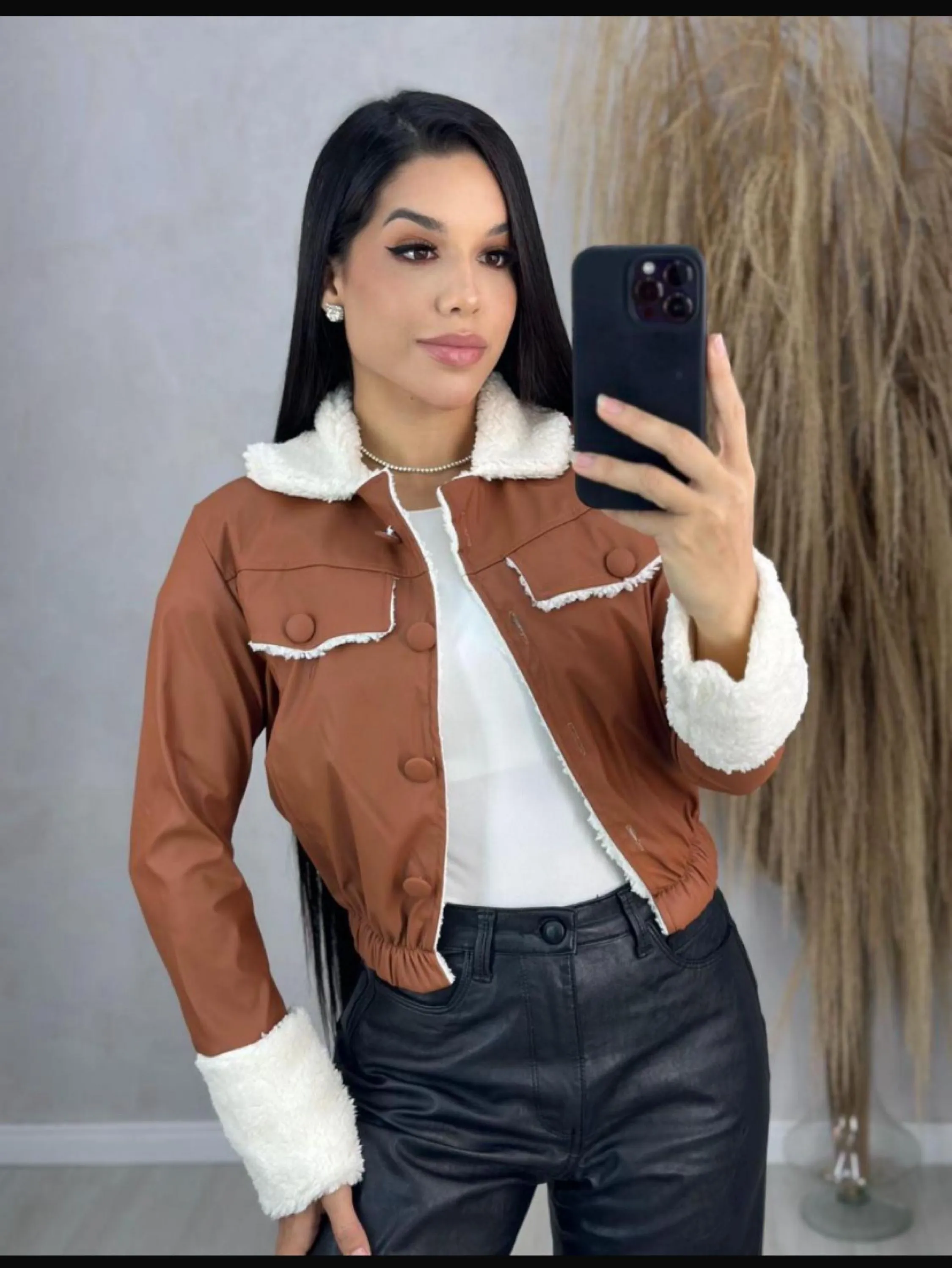 Jaqueta peluciada courino