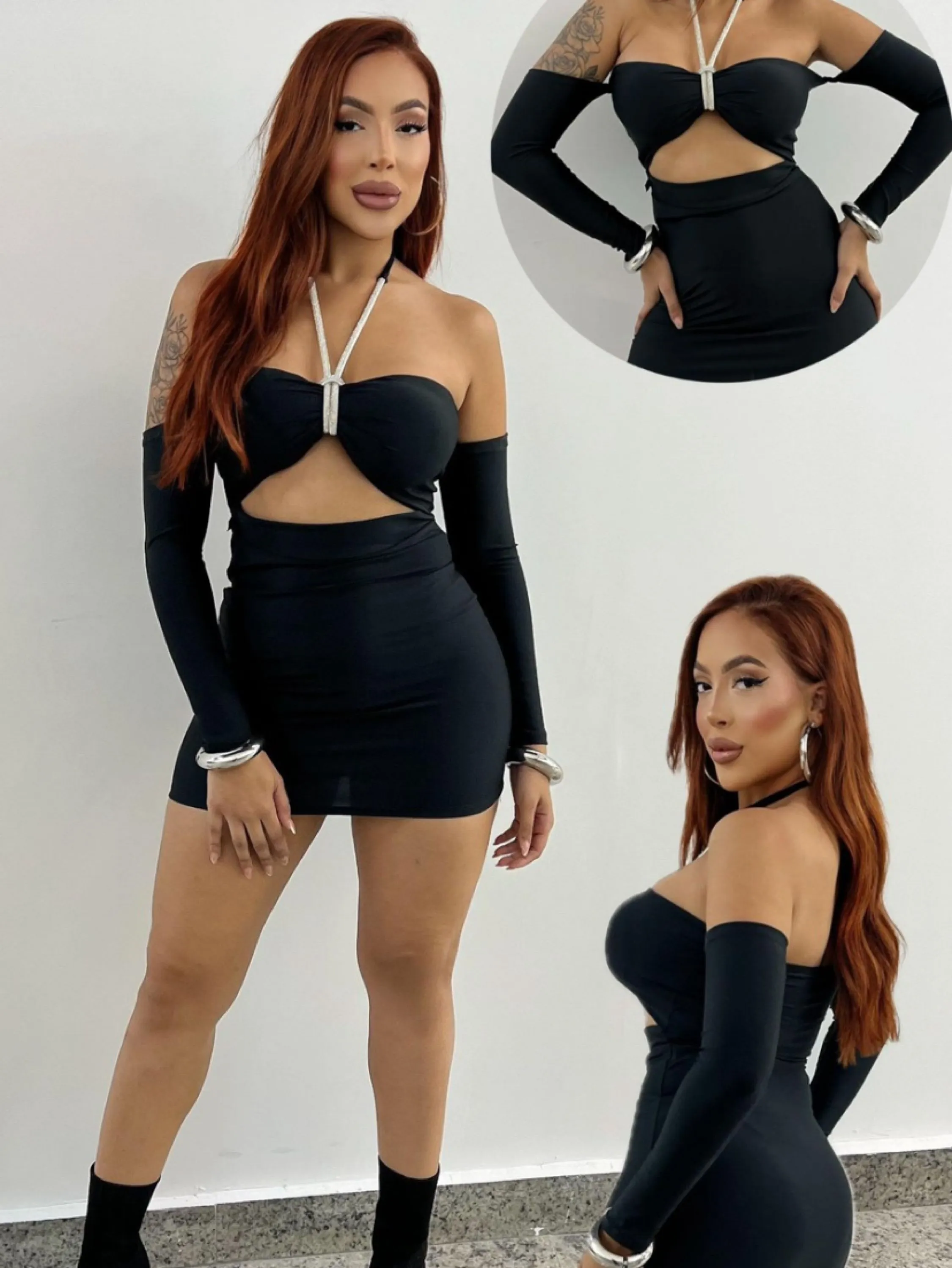 Vestido manga longa