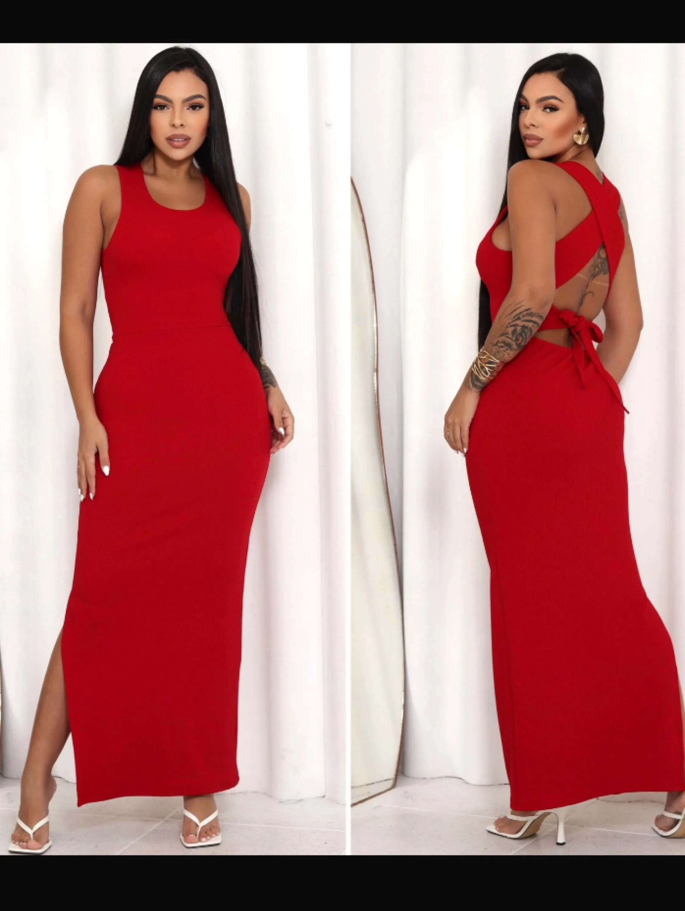 Vestido longo trançado com bojo