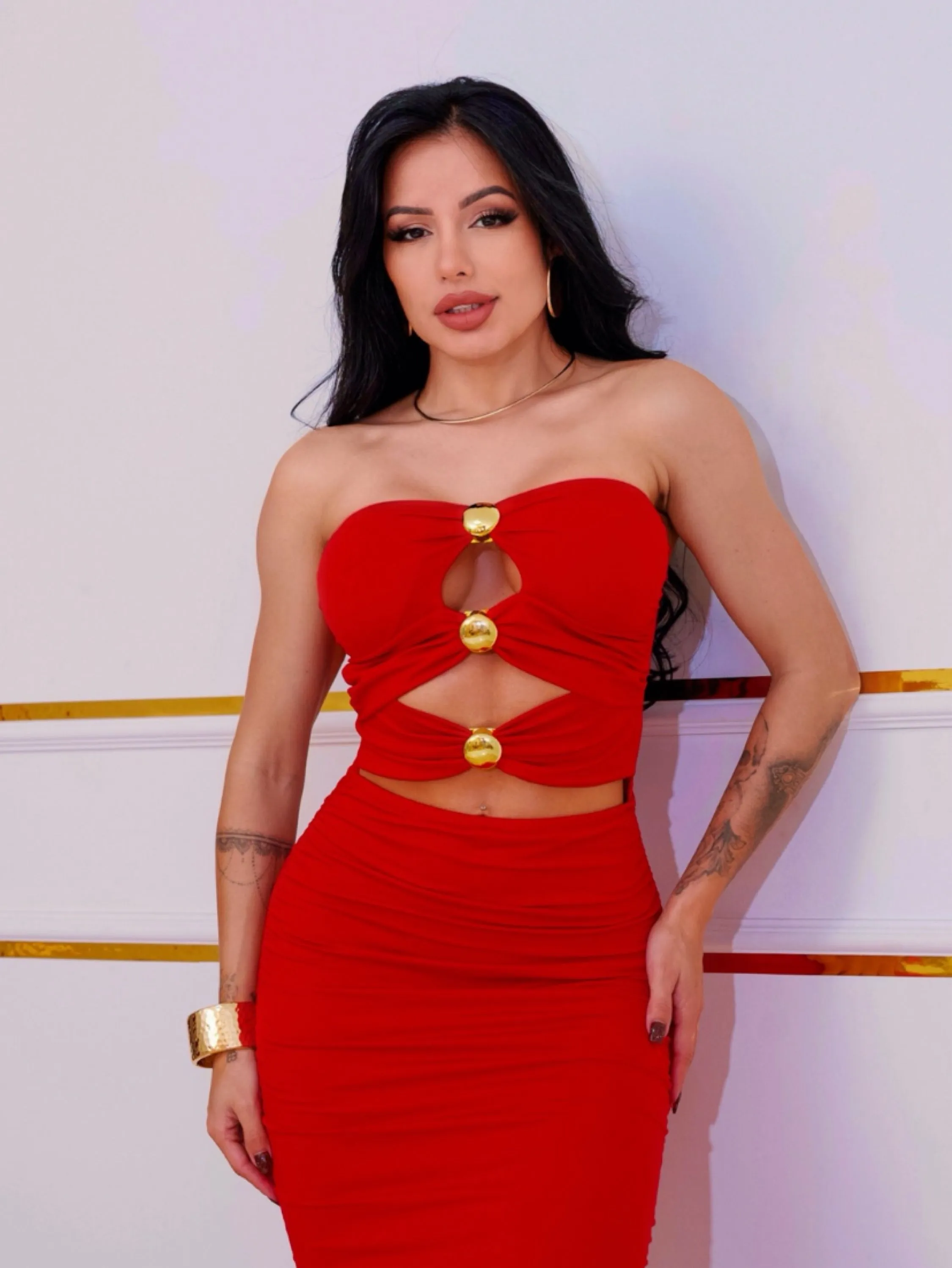 Vestido três perolas