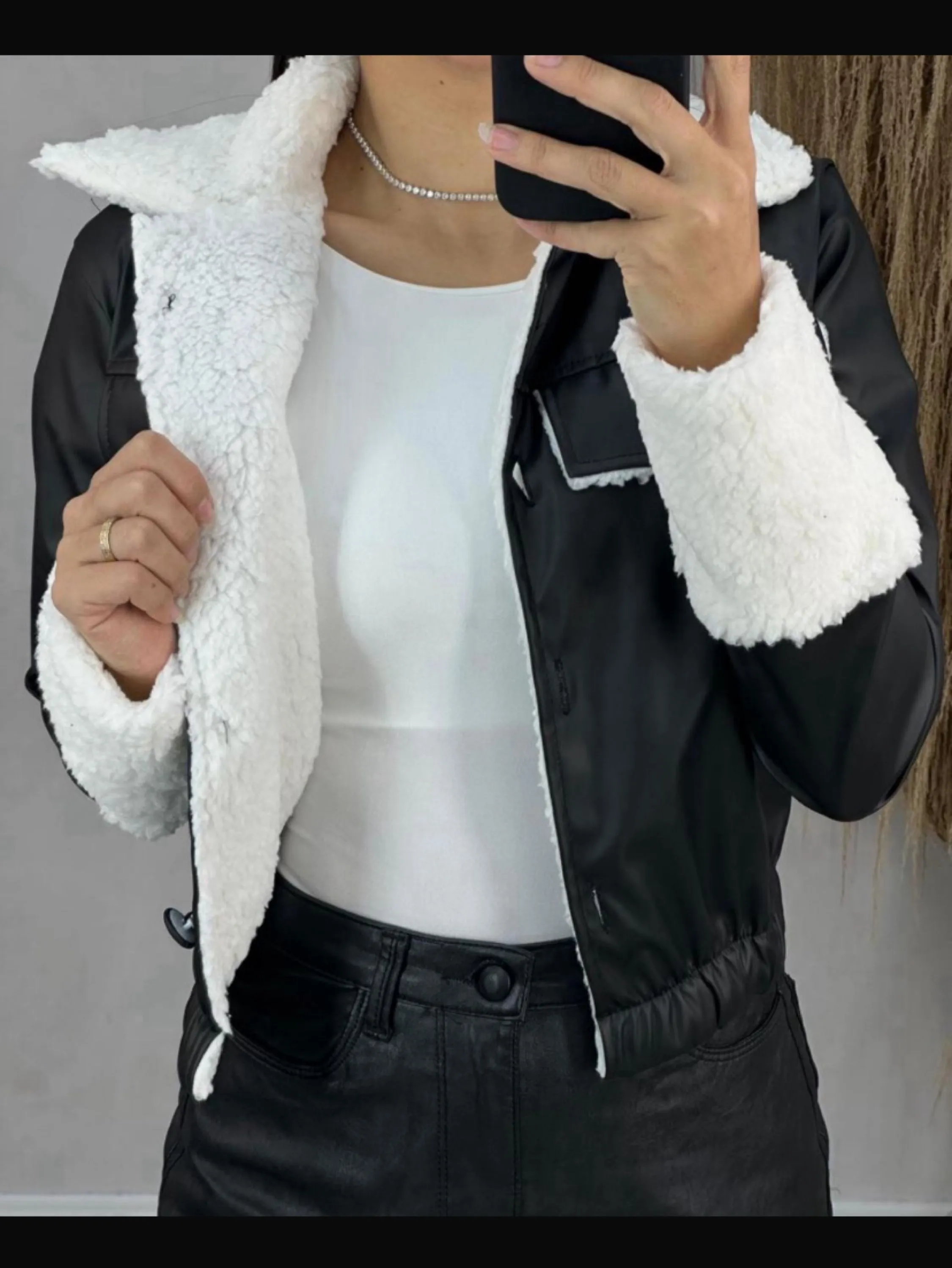 Jaqueta courino pelúciada