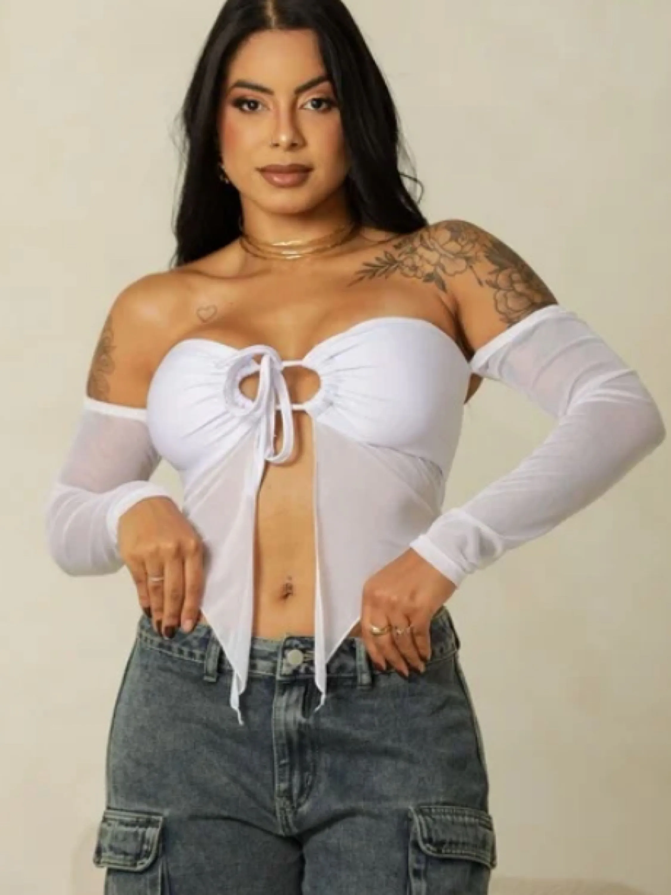 Cropped luva com bojo