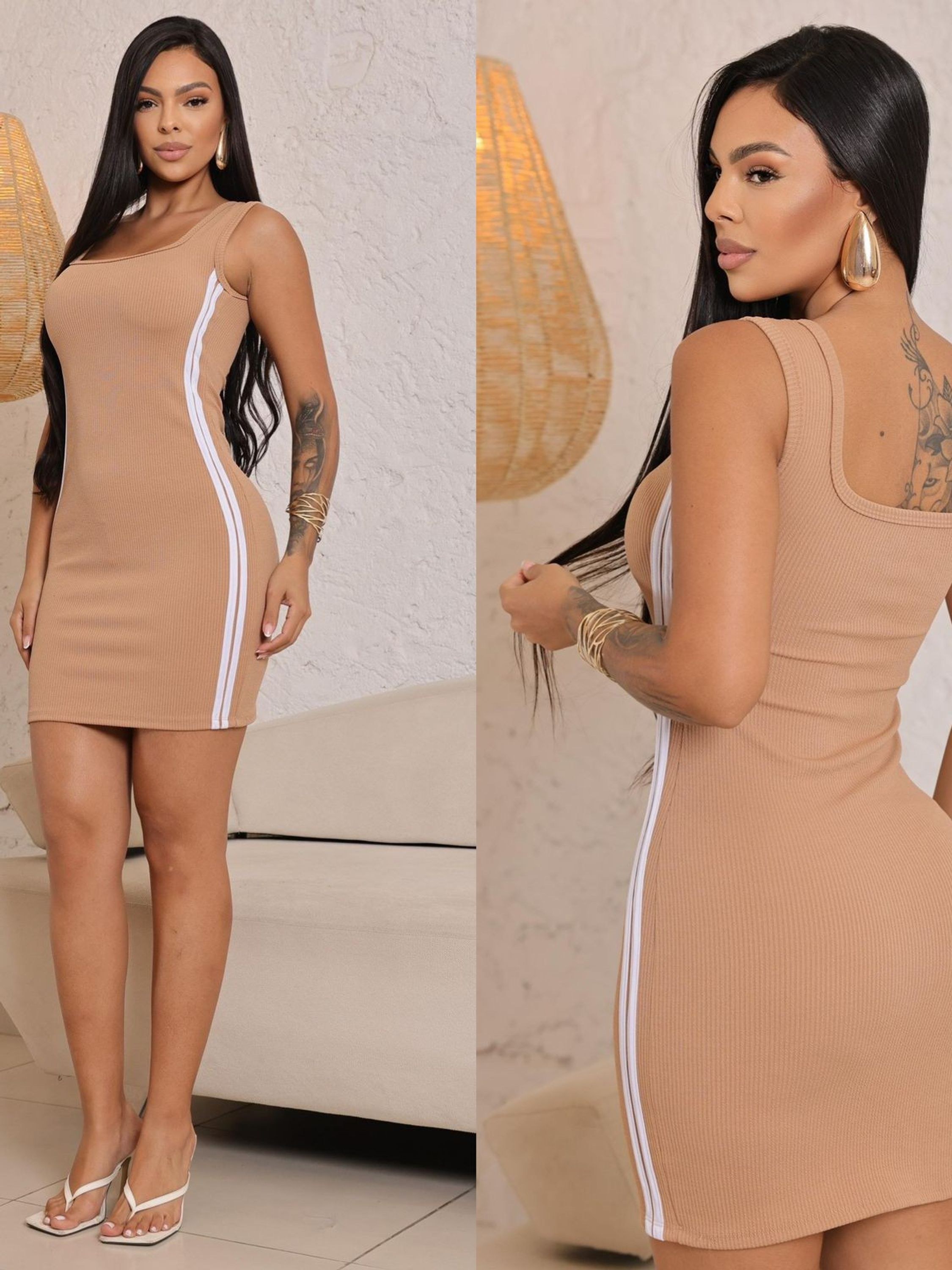 Vestido Curto Faixa Lateral Anarruga Regata Verão