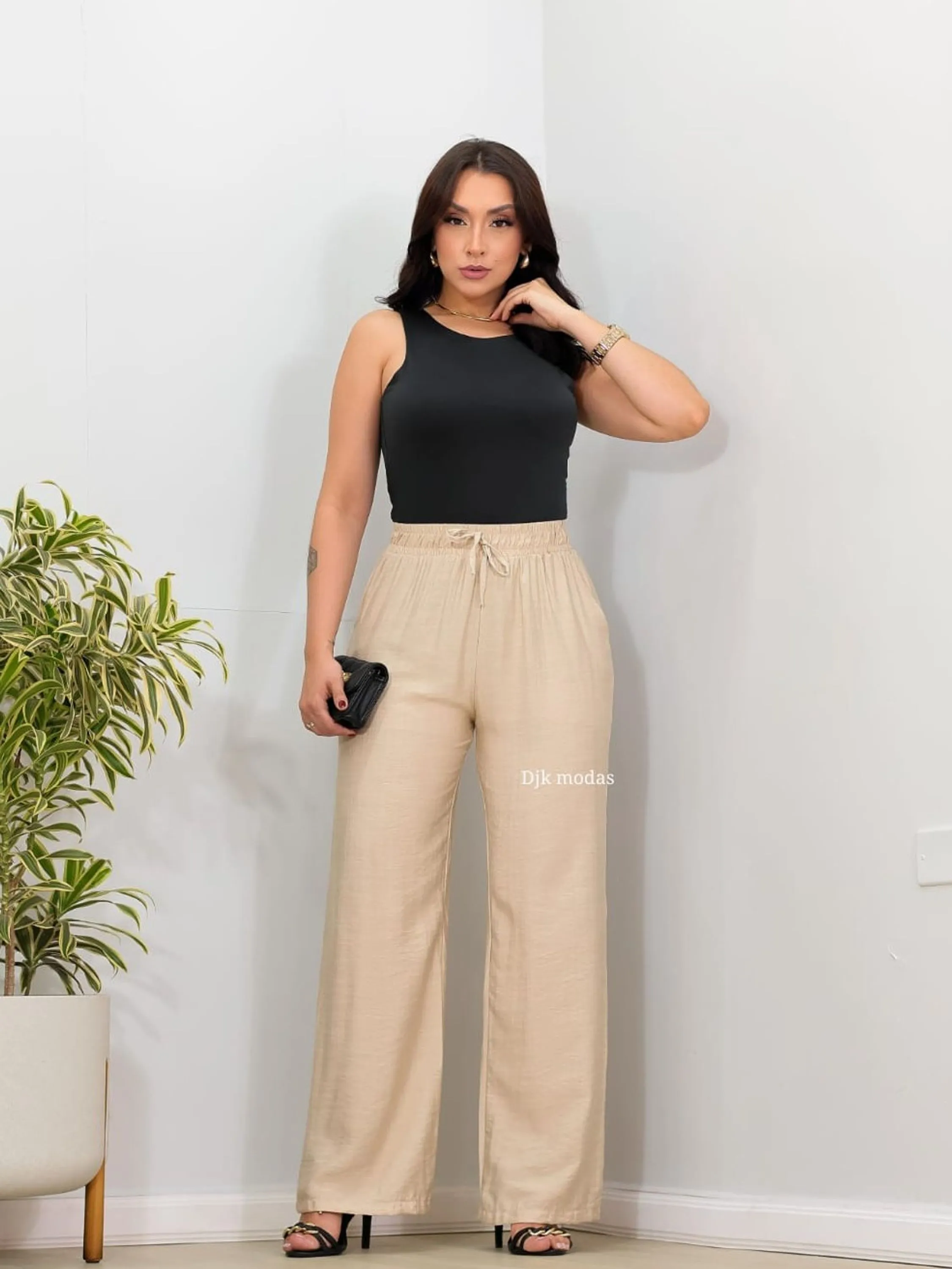 Pantalona viscolinho com forro