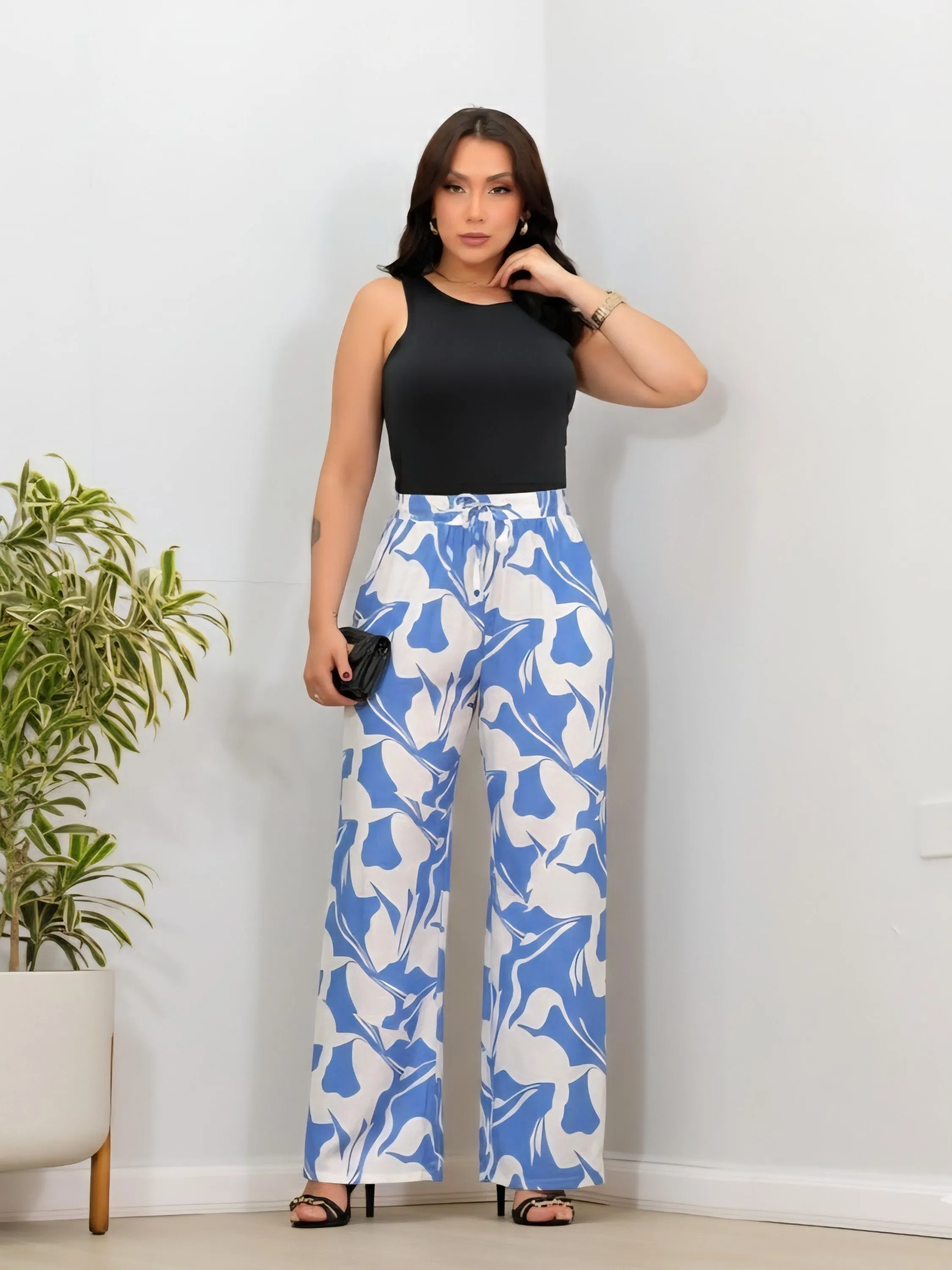 Pantalona duna com bolso cintura com elástico
