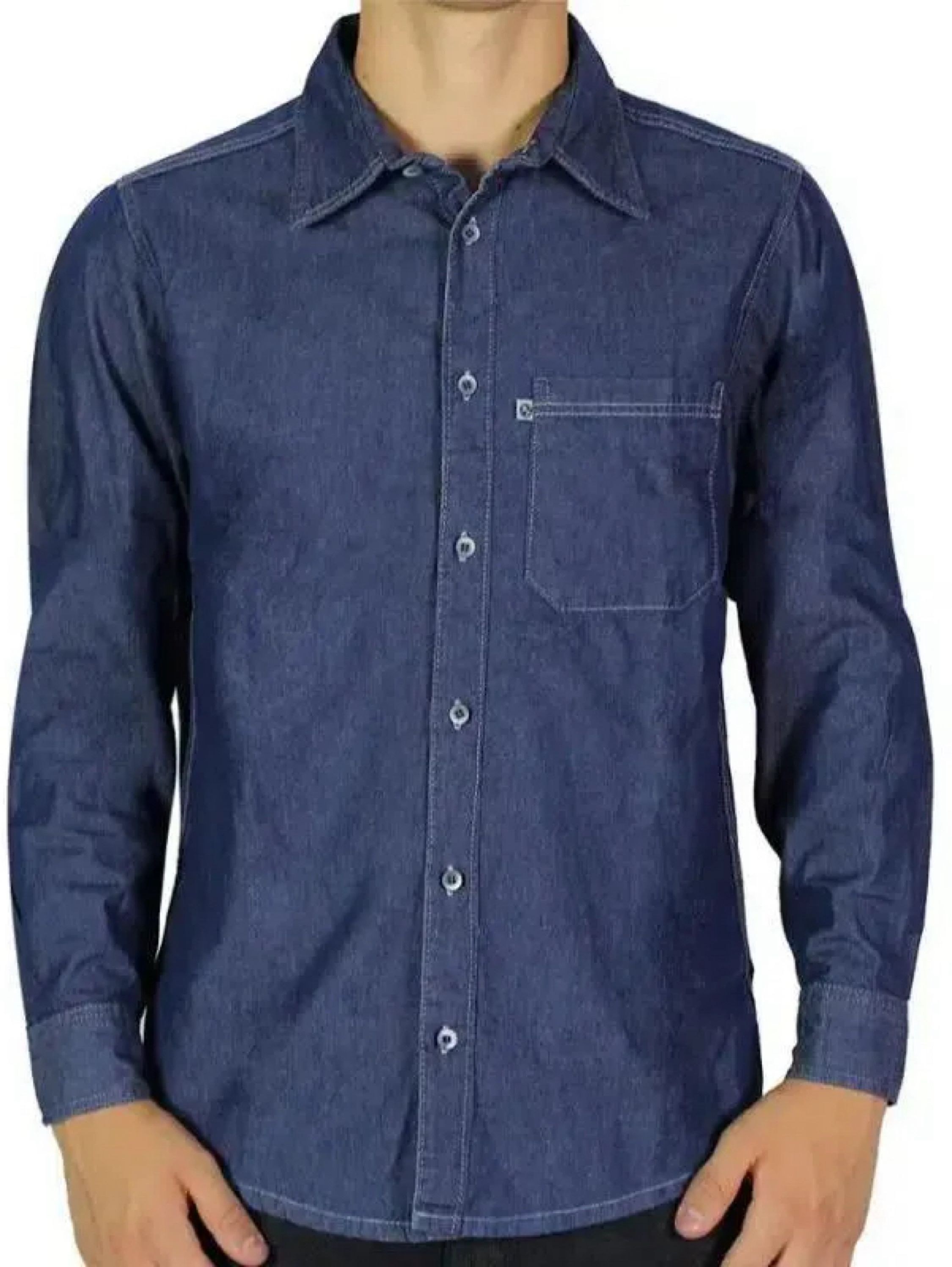 Camisa Jeans Manga Longa