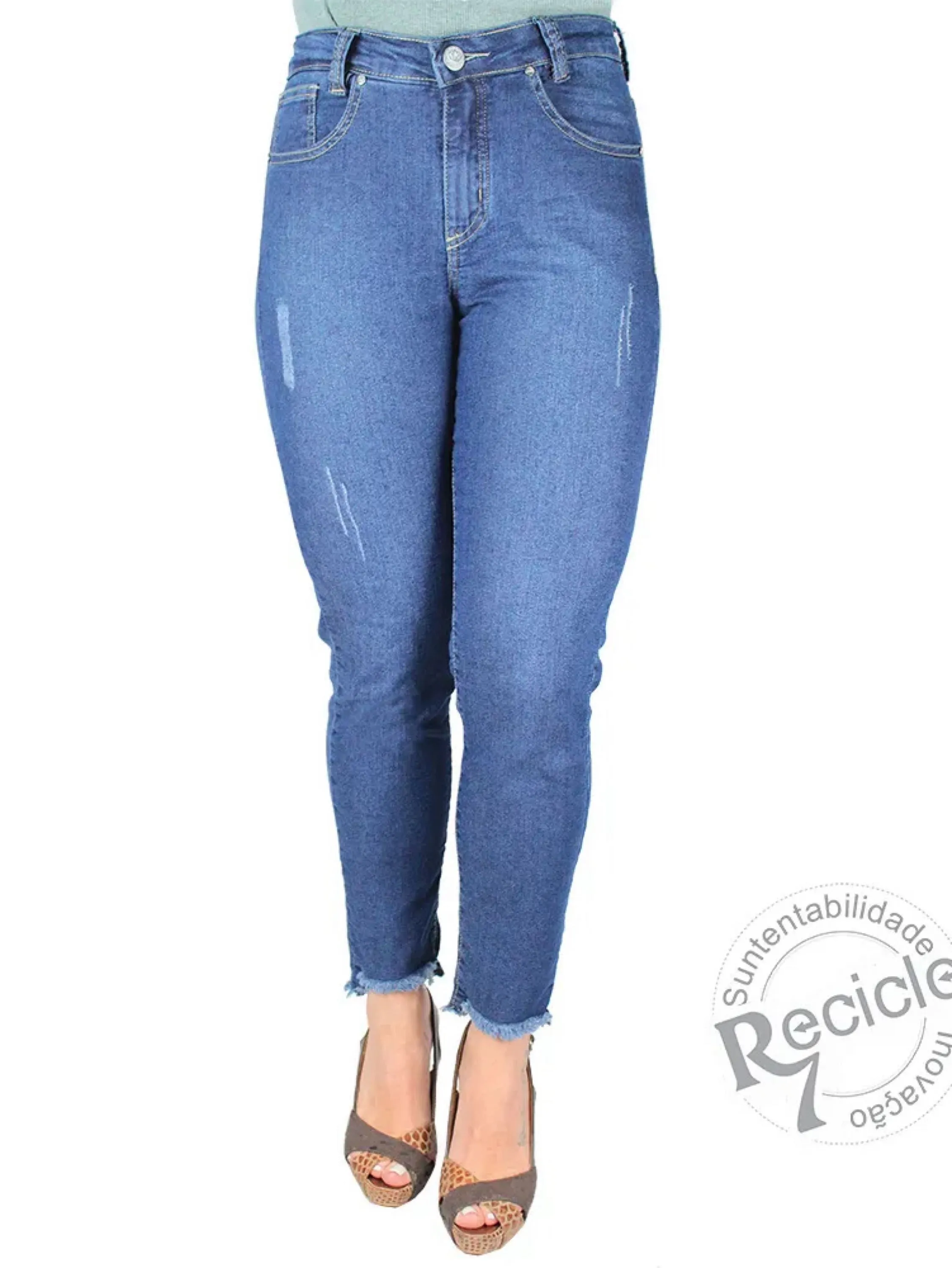 Calça Jeans Feminina com Puído