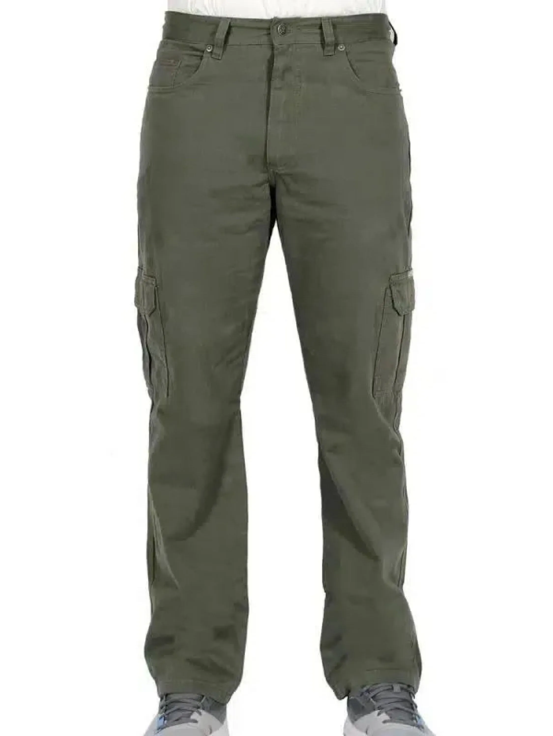 Calça de sarja cargo 100% algodao