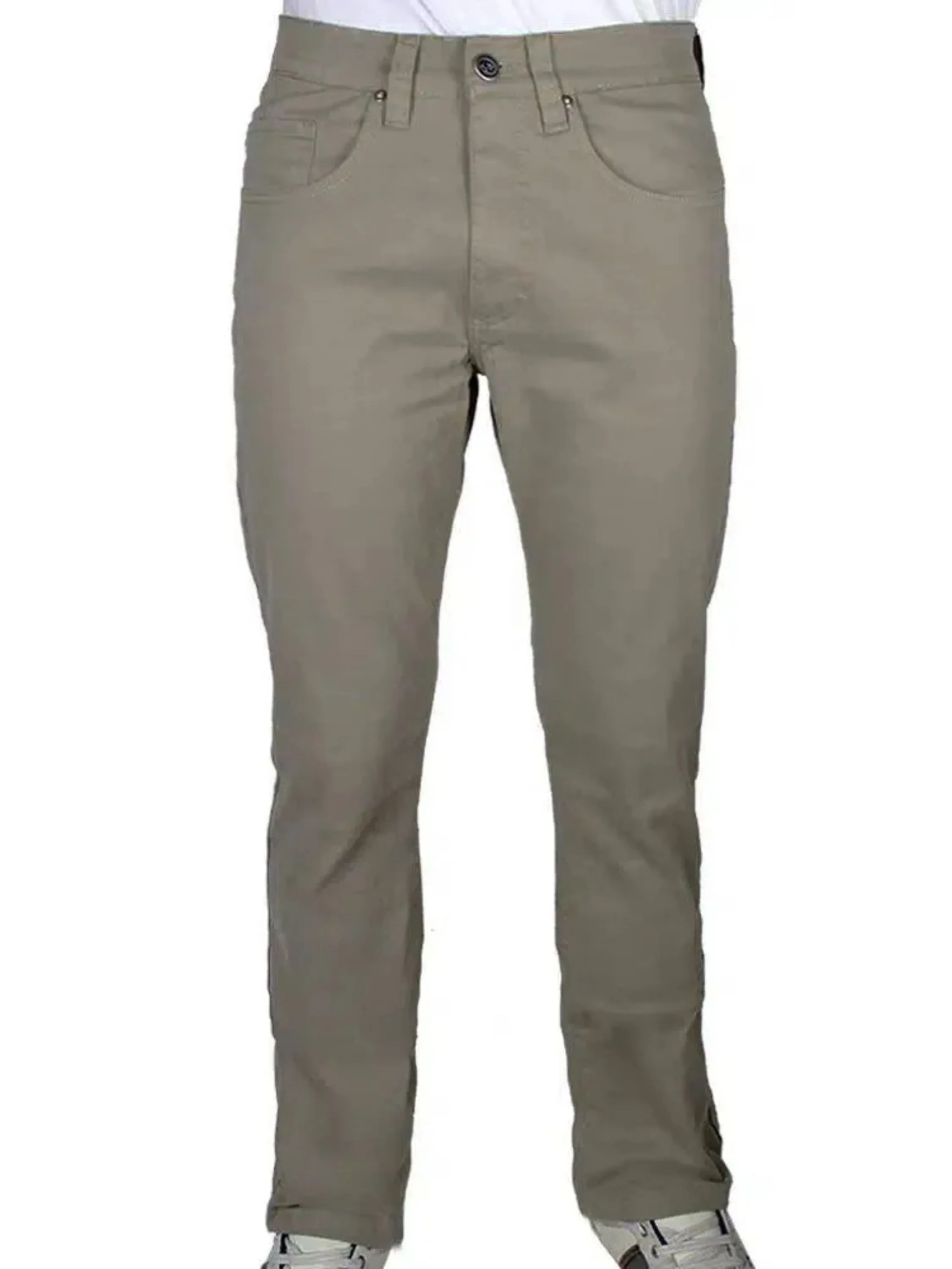 Calça de Sarja Tradicional com Elastano Caqui - 36 ao 48