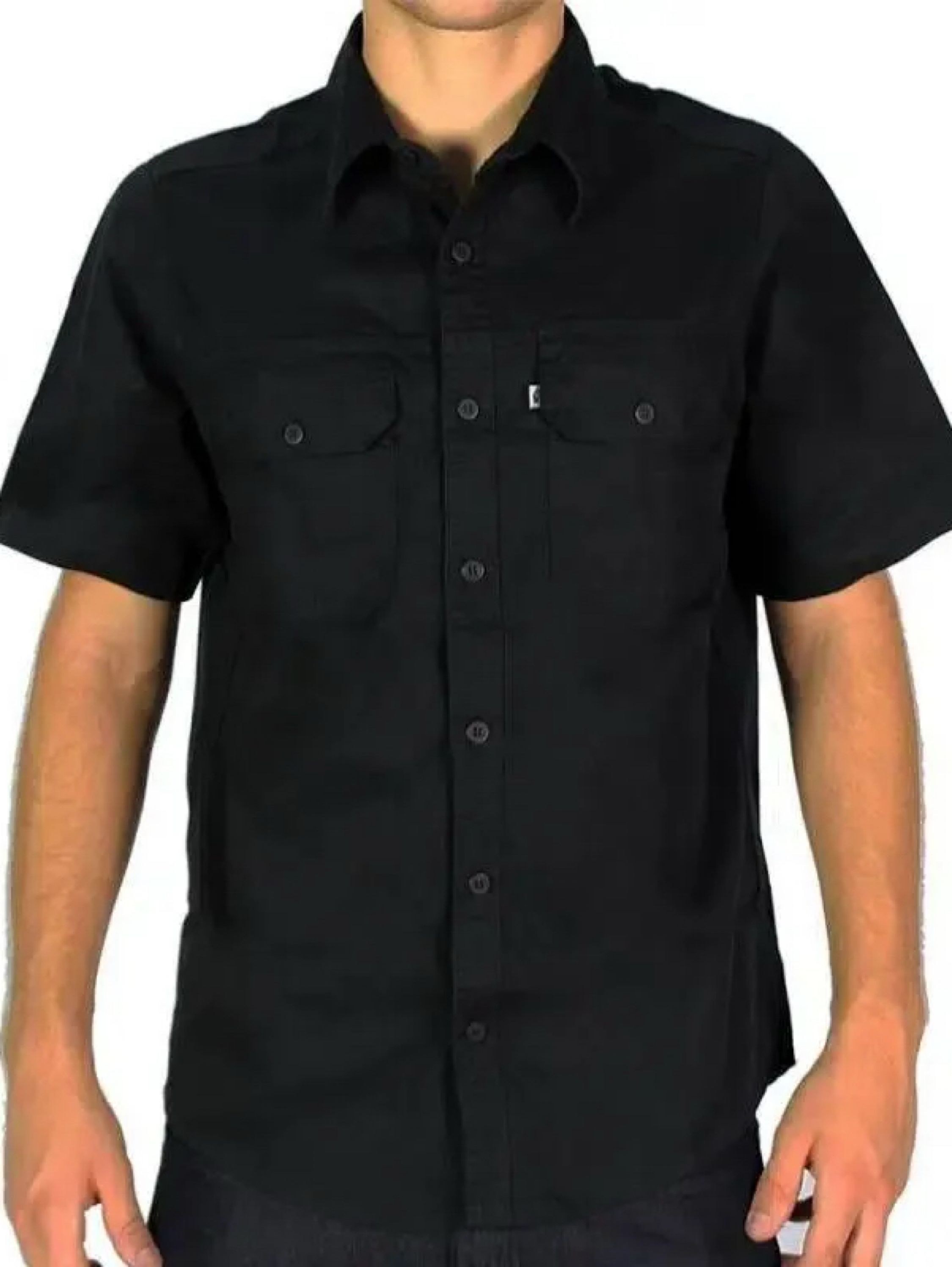 Camisa de Sarja Manga Curta Preta - P M G GG