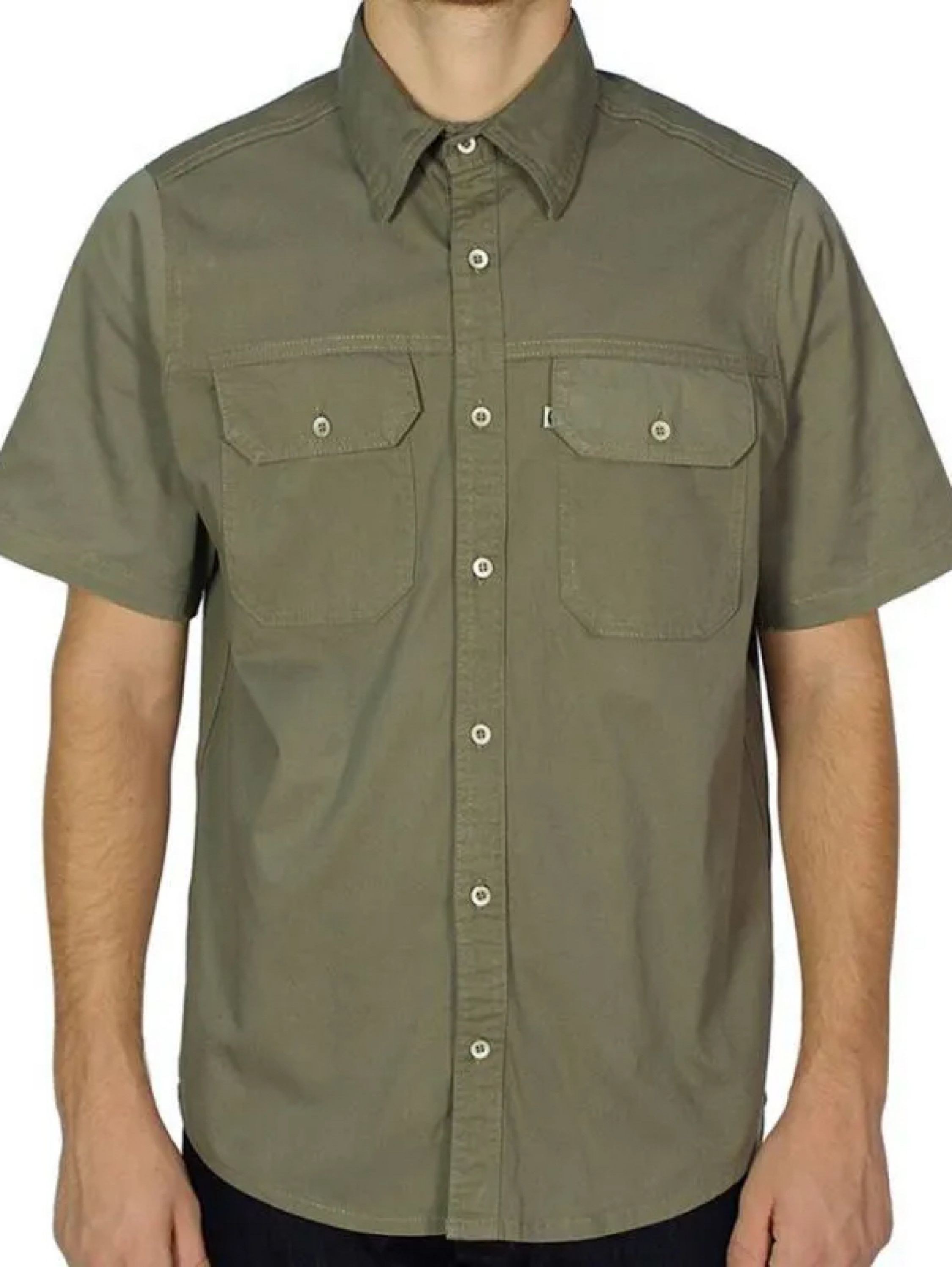 Camisa de Sarja Manga Curta Caqui