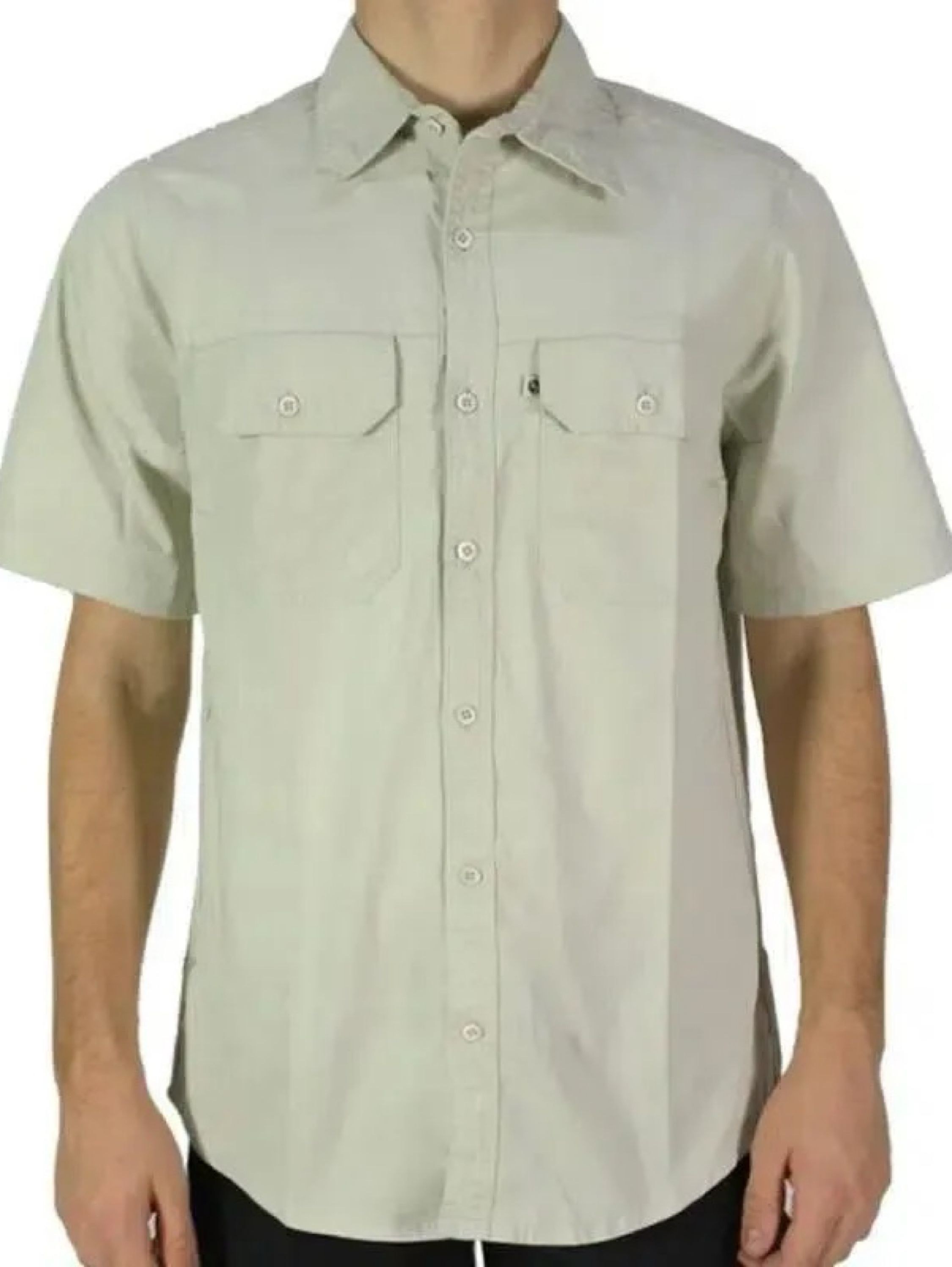 CAMISA DE SARJA MANGA CURTA AREIA