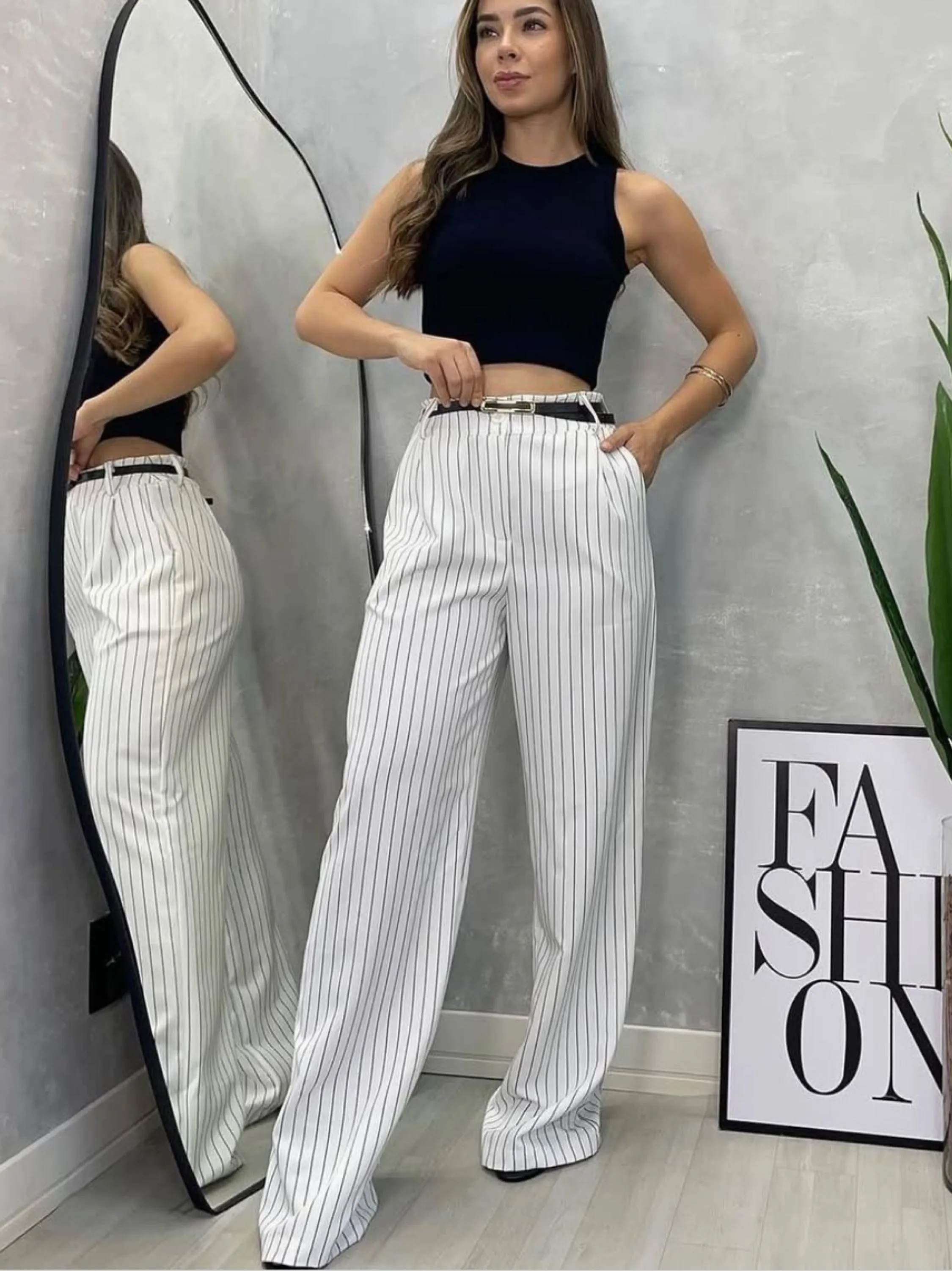 Pantalona alfaiataria giz ✨