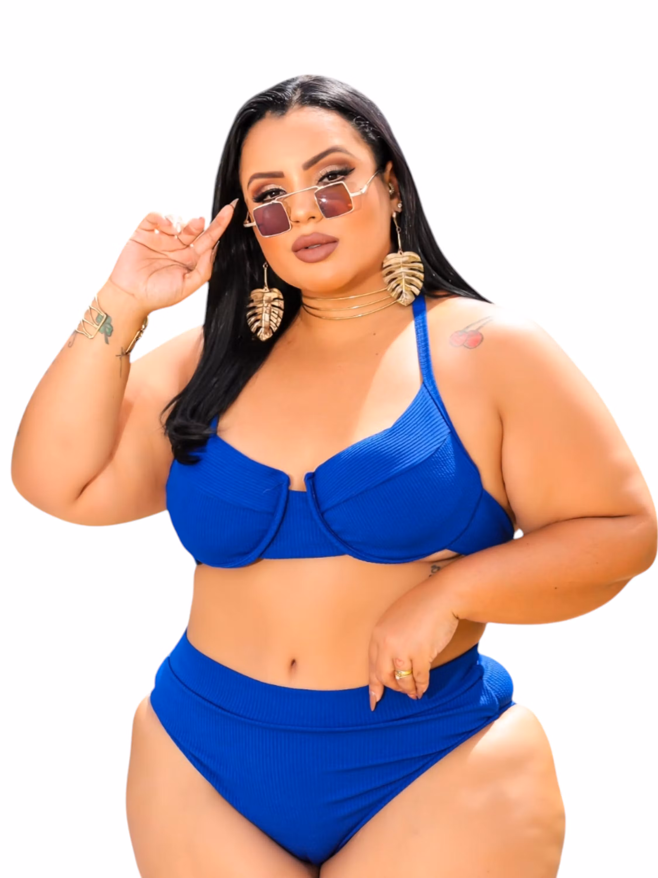 Biquíni Plus Size Meia Taça Hot Pant Com Bojo Canelado