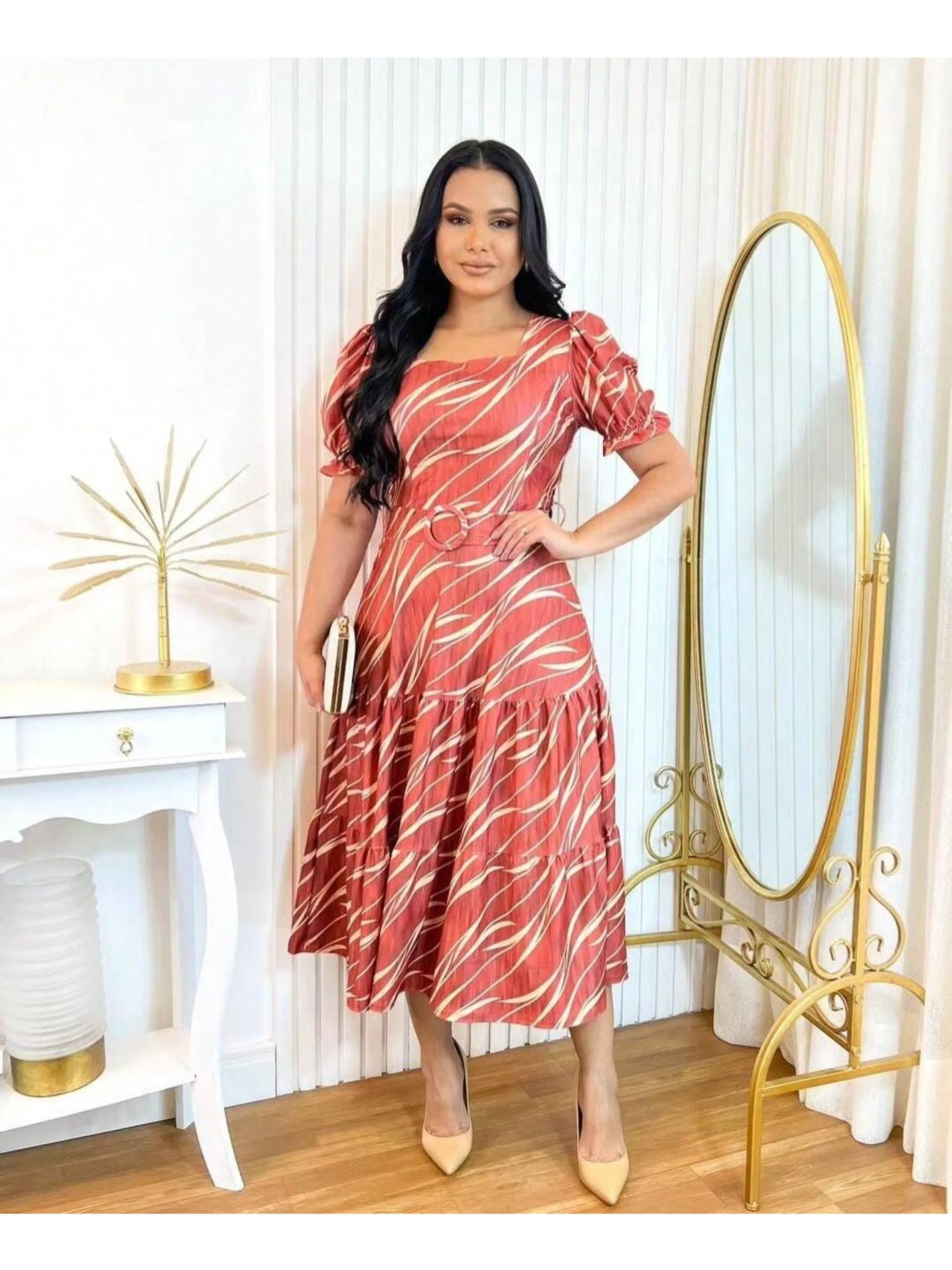 Vestido Feminino 3 Marias Com Cinto Estampado