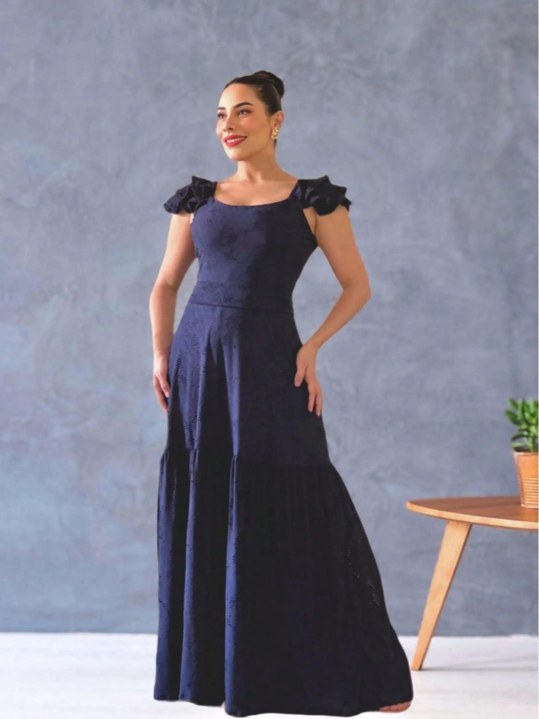Vestido  Longo Feminino 1 Maria Manga Babados