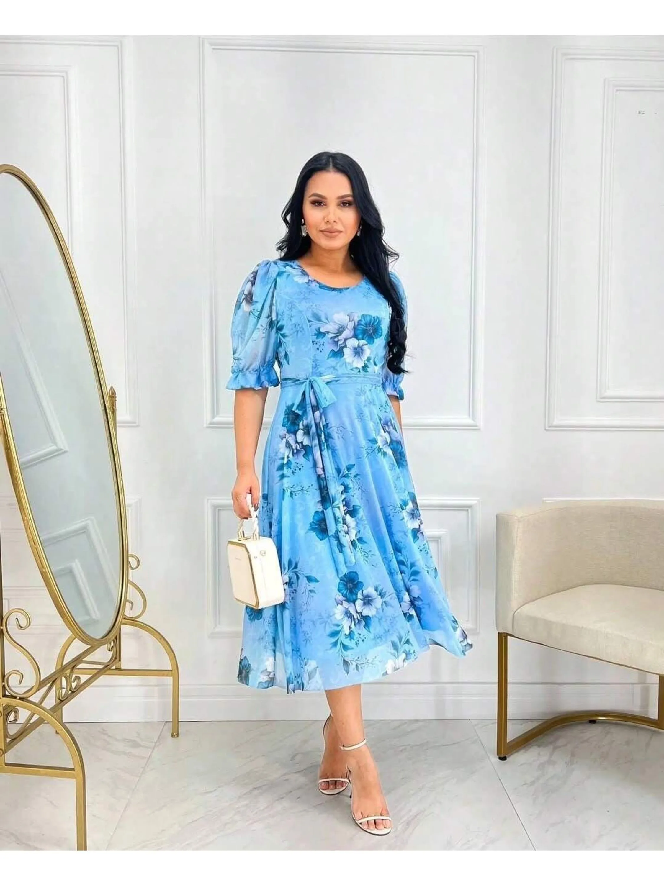 Vestido Feminino Max Mídi Godê Tule Estampado