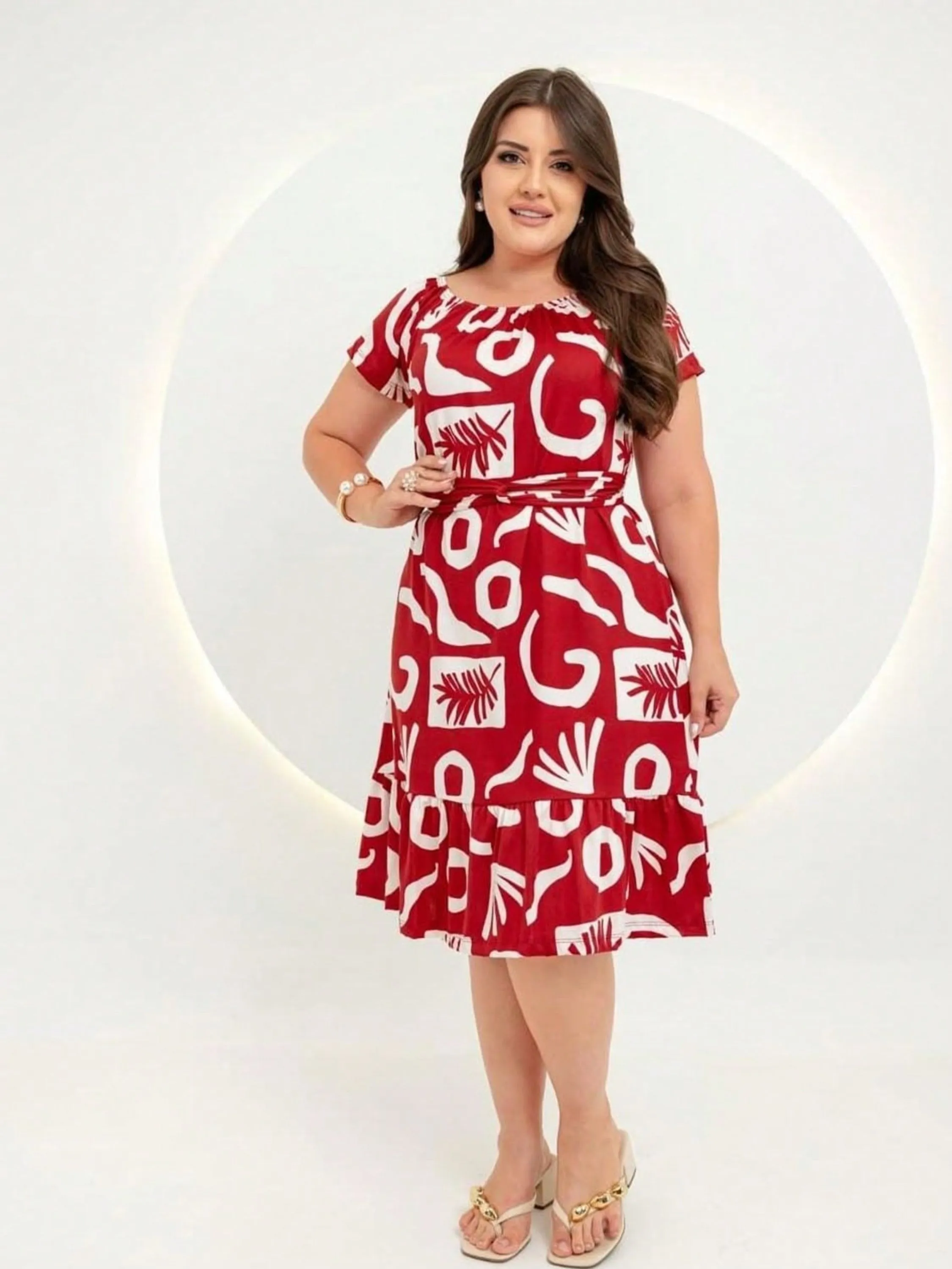 Vestido Feminino Mídi Peplun com Cinto