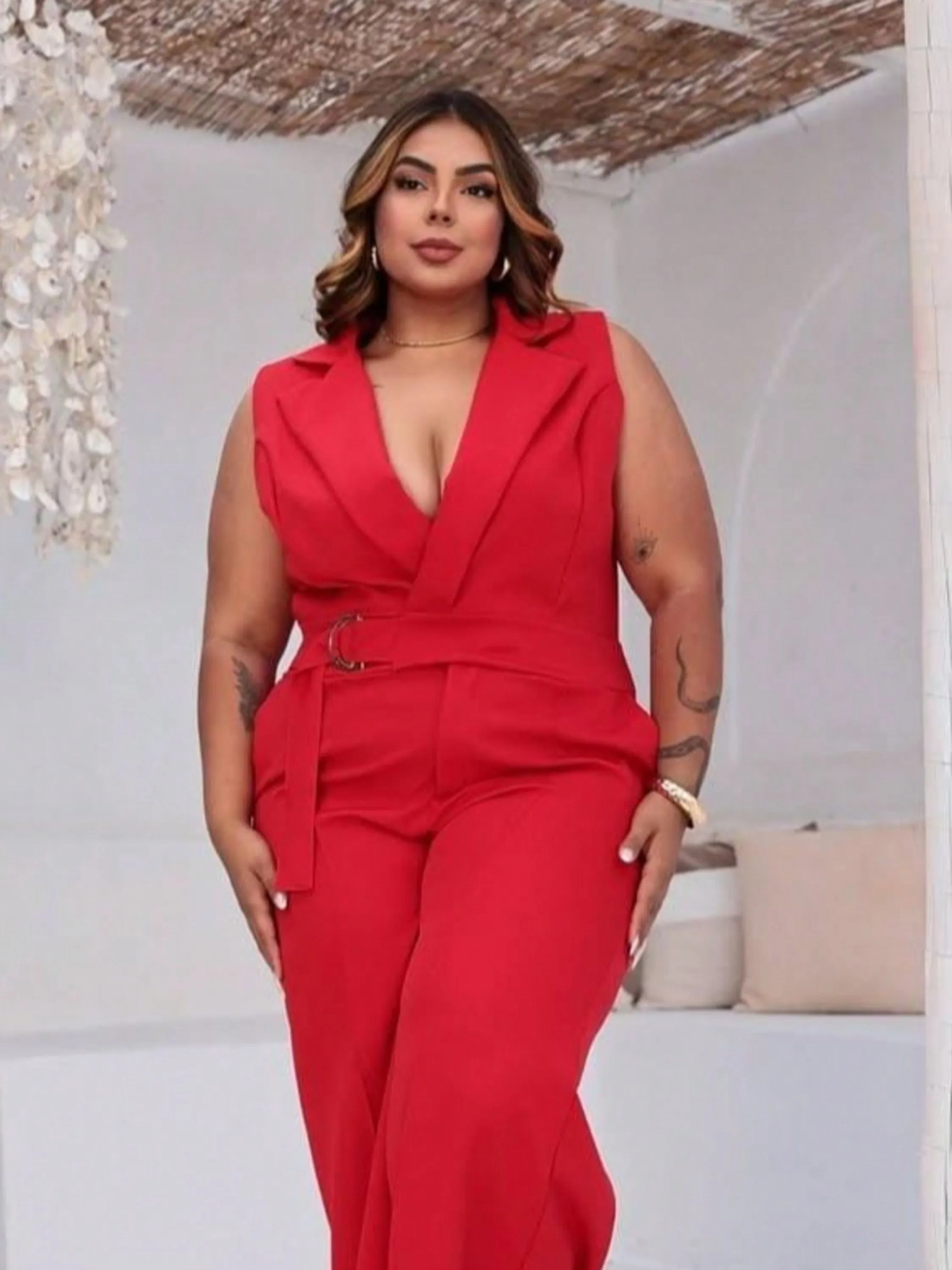 Macacão Feminino Longo Alfaiataria Plus Size Curvy