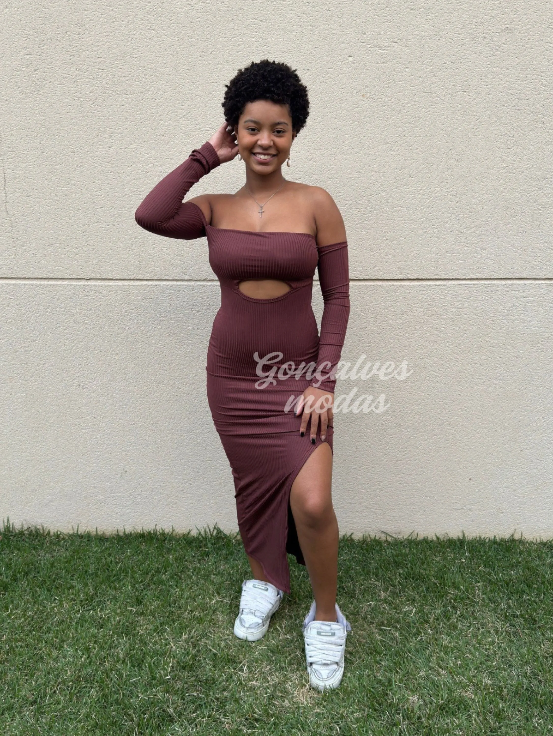 Vestido canelado ciganinha