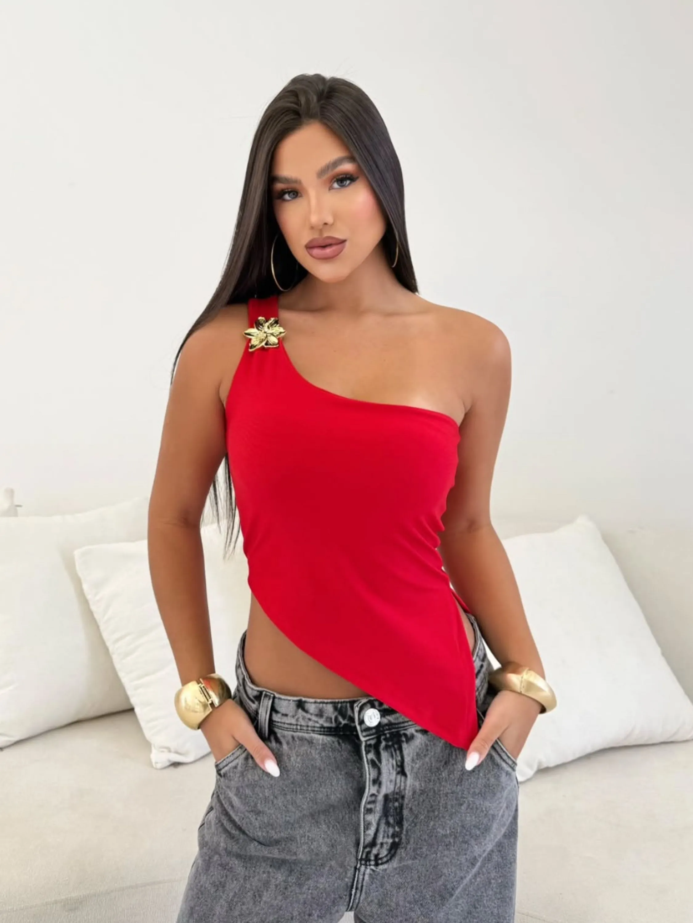 Cropped assimétrico