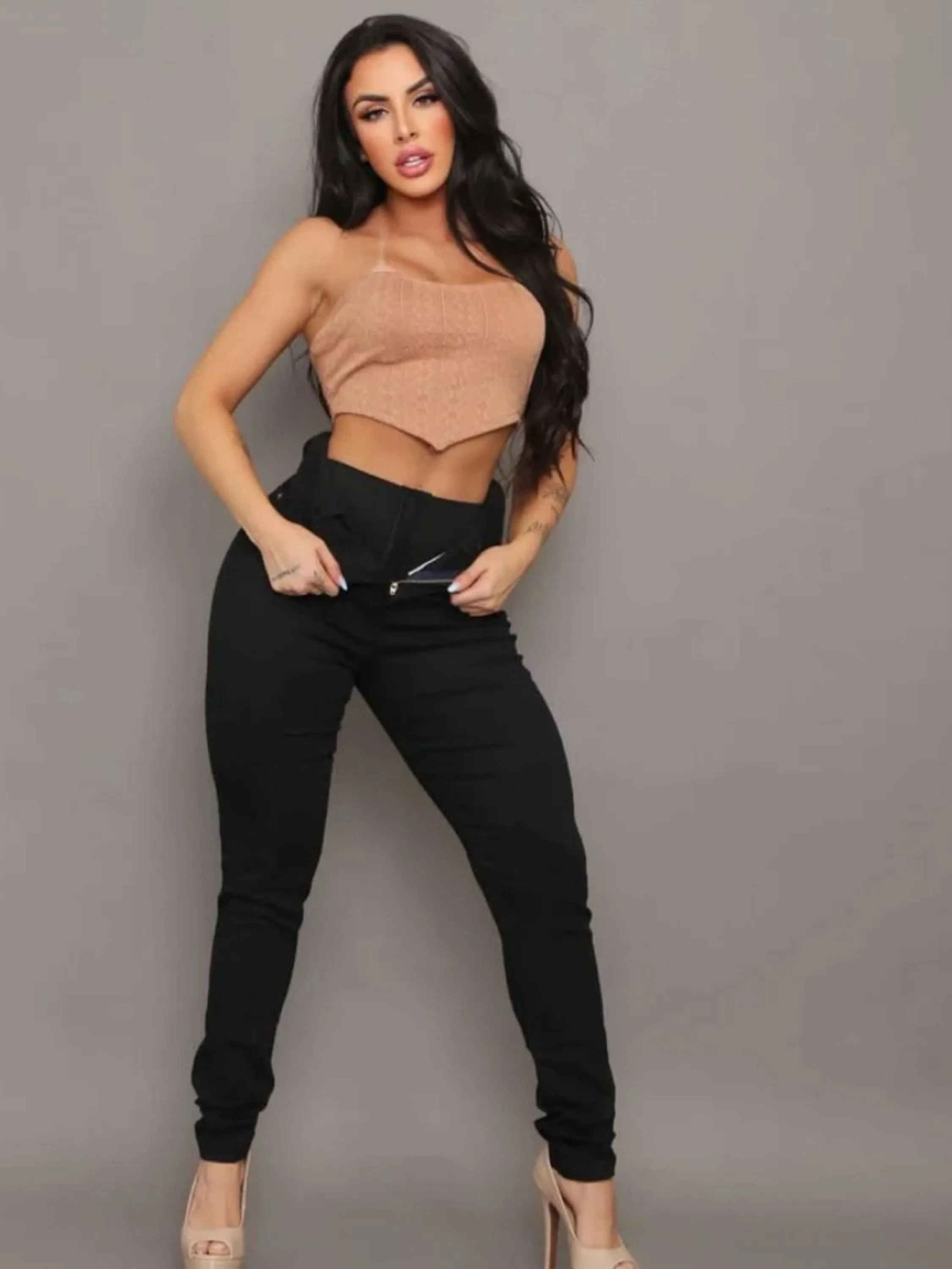 Calça jean lipo com cinta modeladora