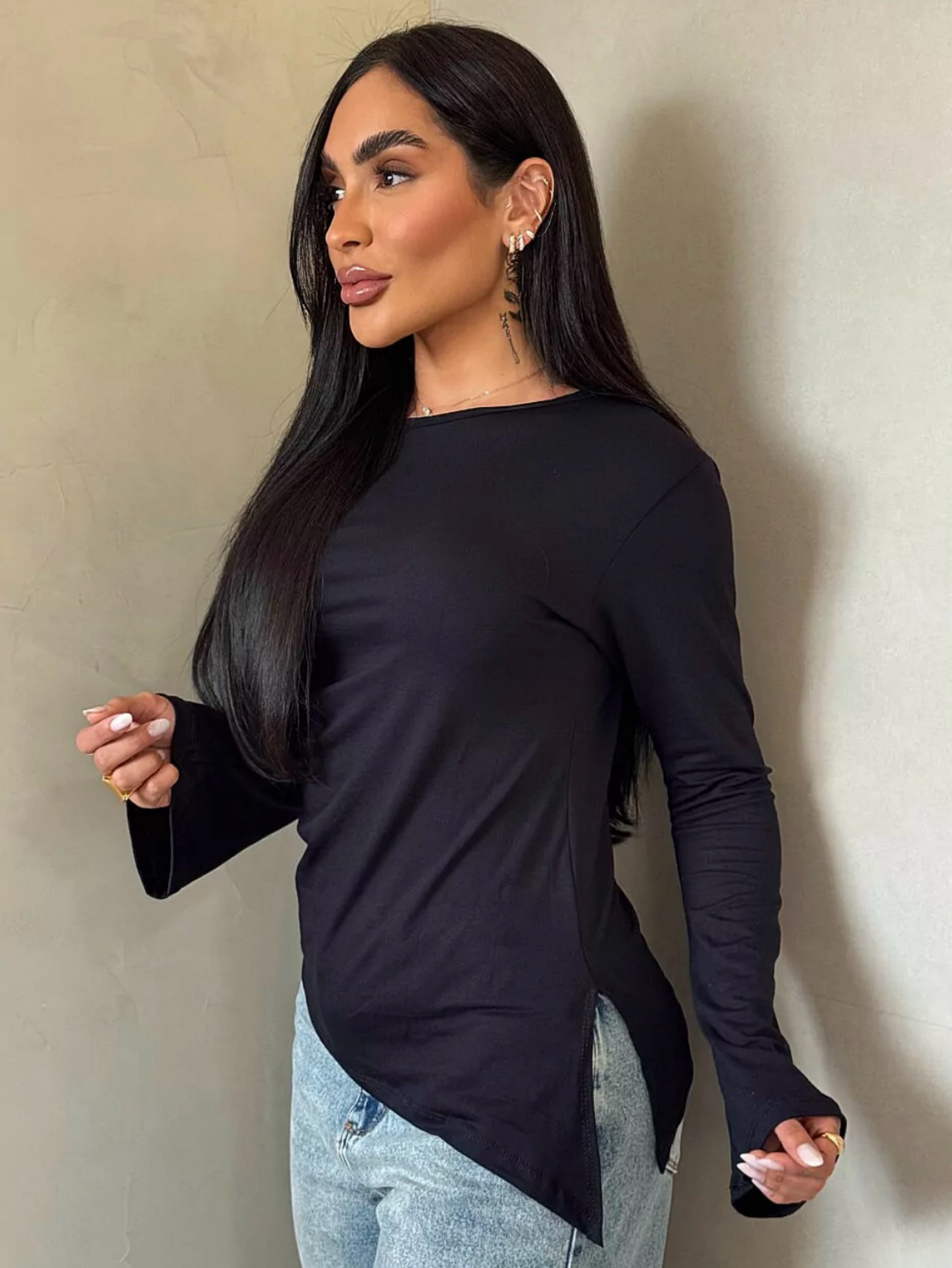 Blusa manga longa flare