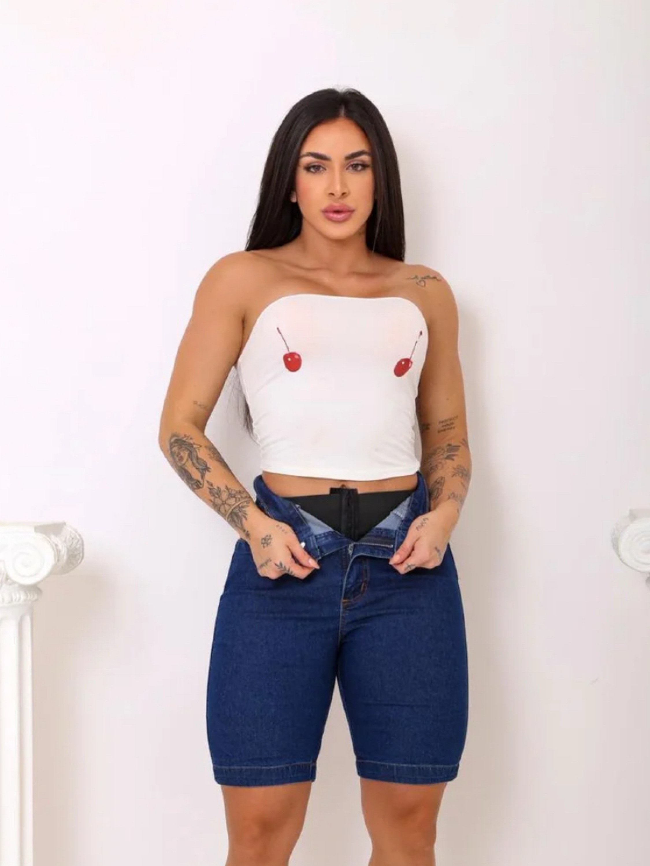 Bermuda jeans modeladora