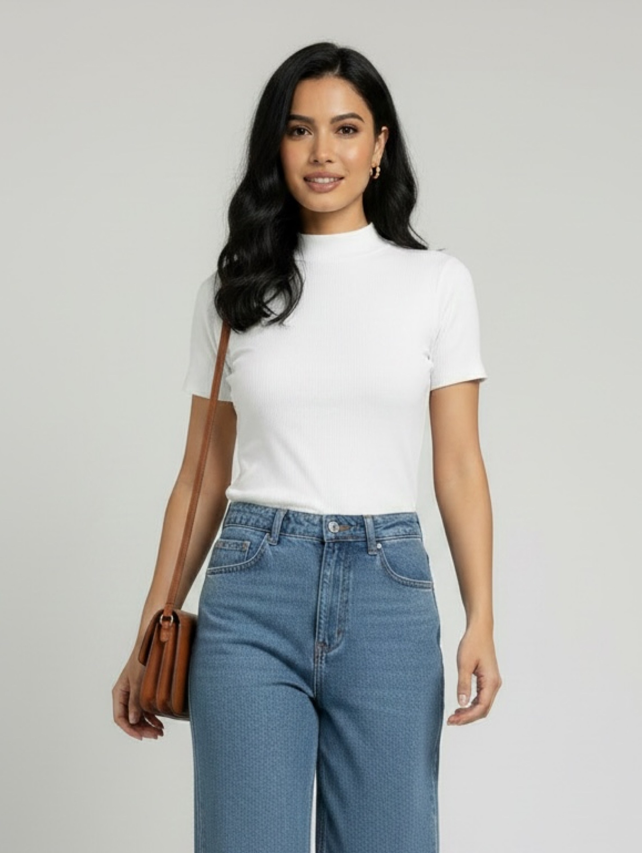 Camiseta gola alta ribana