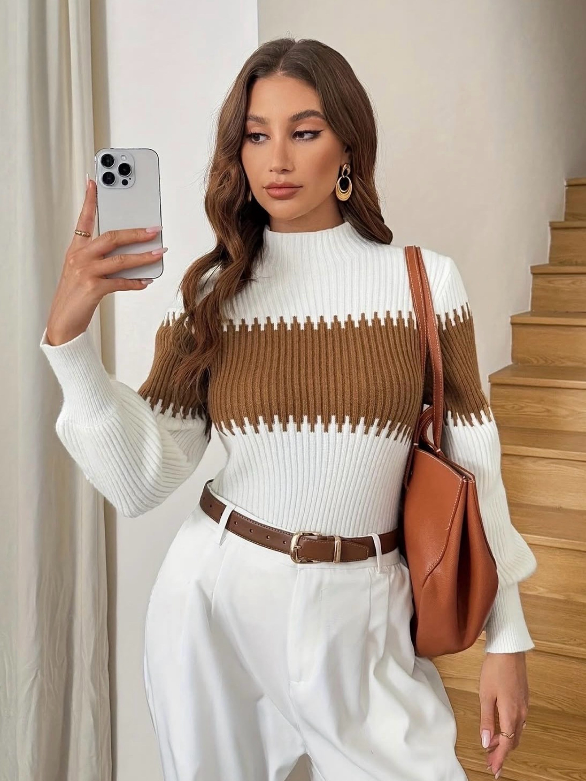 Blusa tricot color block