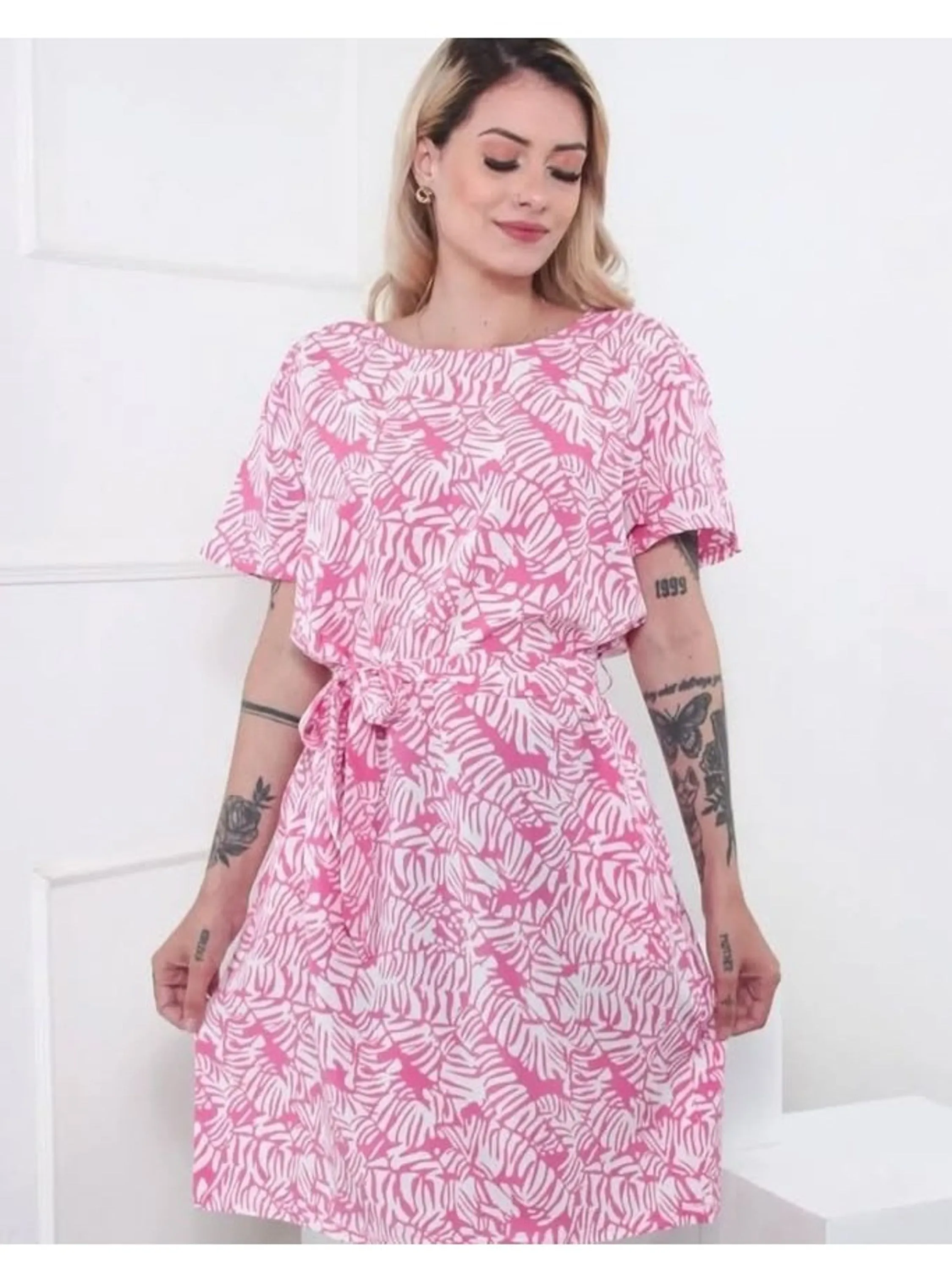 Vestido curt com cinto,p/m/g(40/42/44)