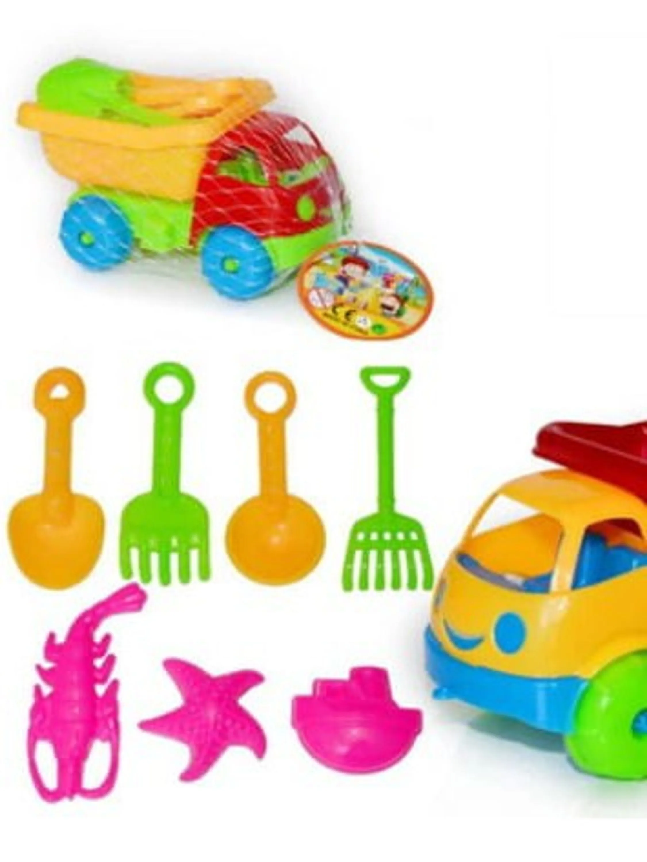Brinquedos: Carrinho de praia, pequeno, cores aleatórias