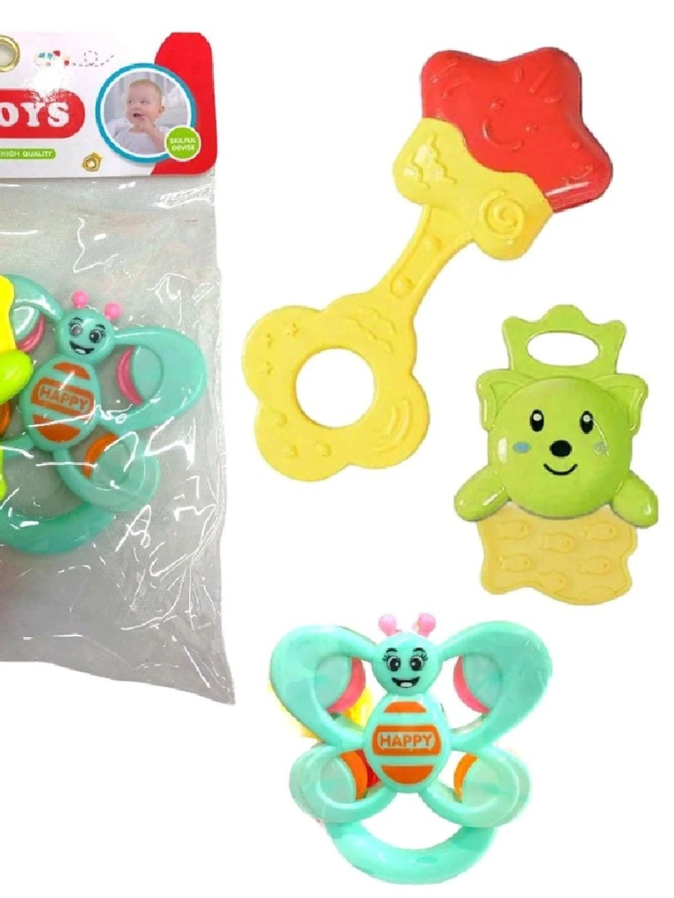 Brinquedos: kit3ps chocalho 1265, cores aleatórias