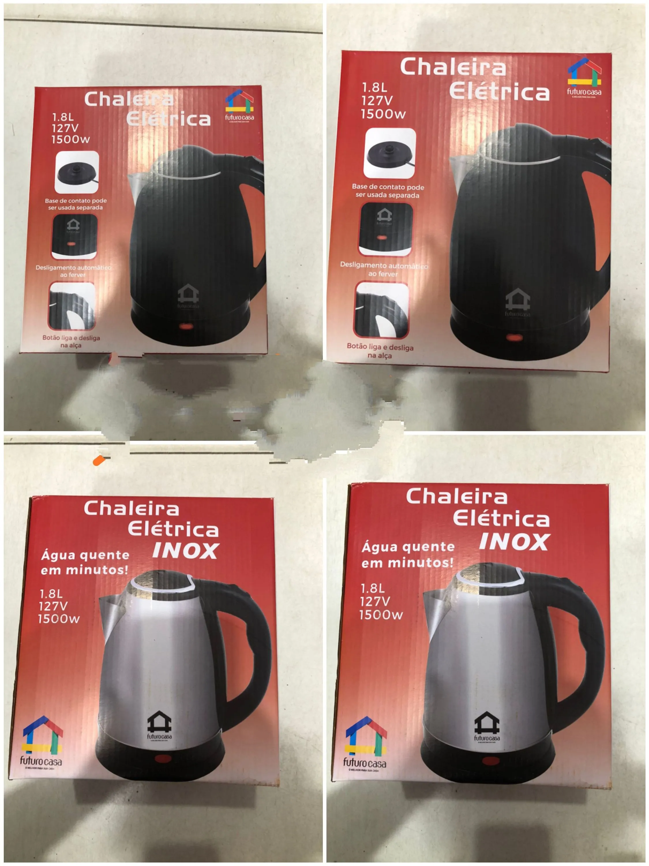 Chaleira elétrica, 1,8 L, 127 V, 1500 W, cor aleatória