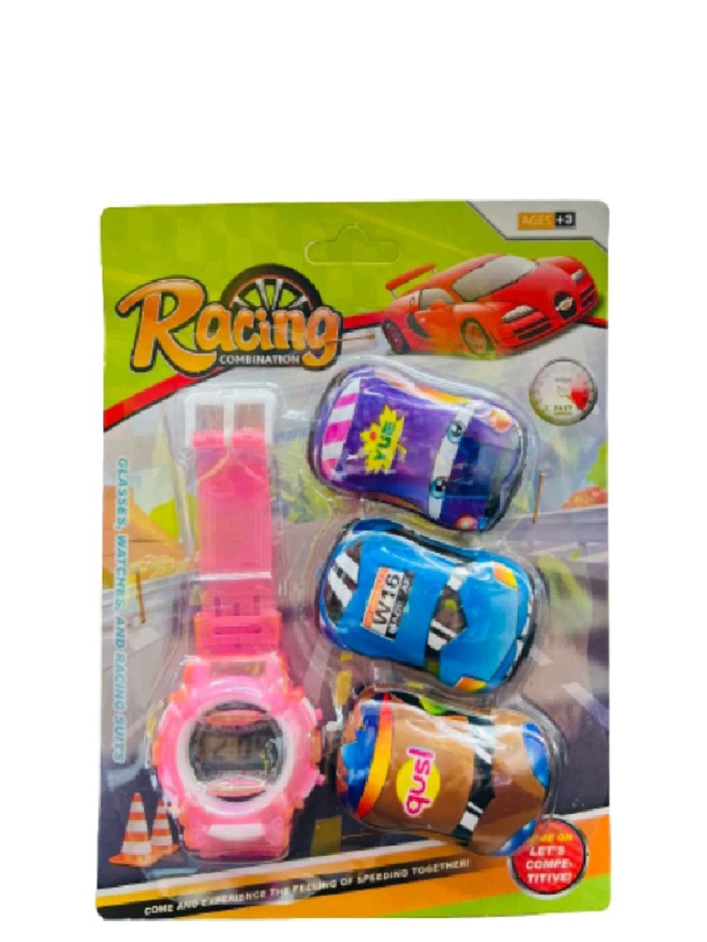 Brinquedos:menina Relógio  + 3pscarro, cores aleatórias