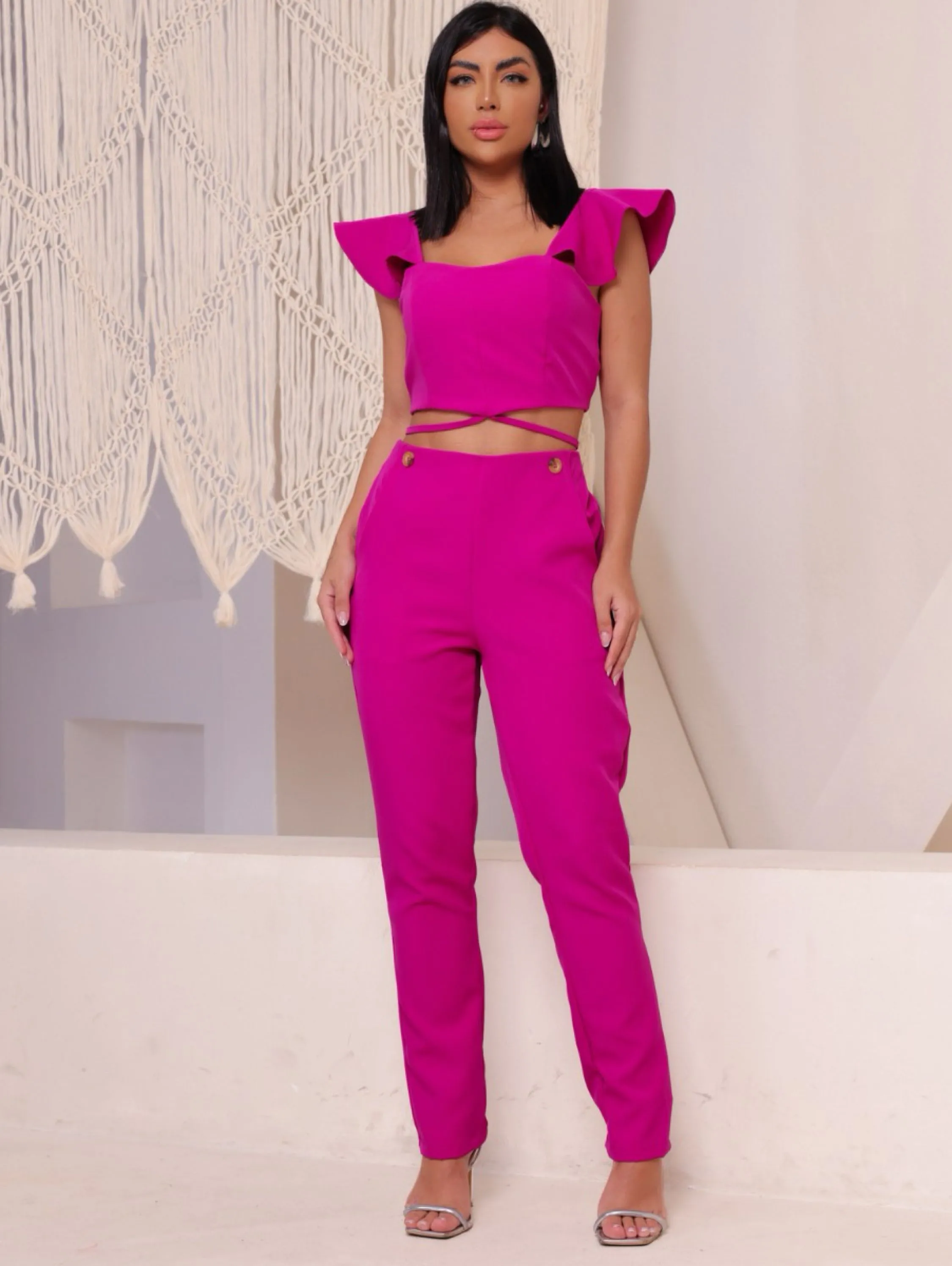 Conjunto Sophia Calça  e Cropped Alfaiataria Premium