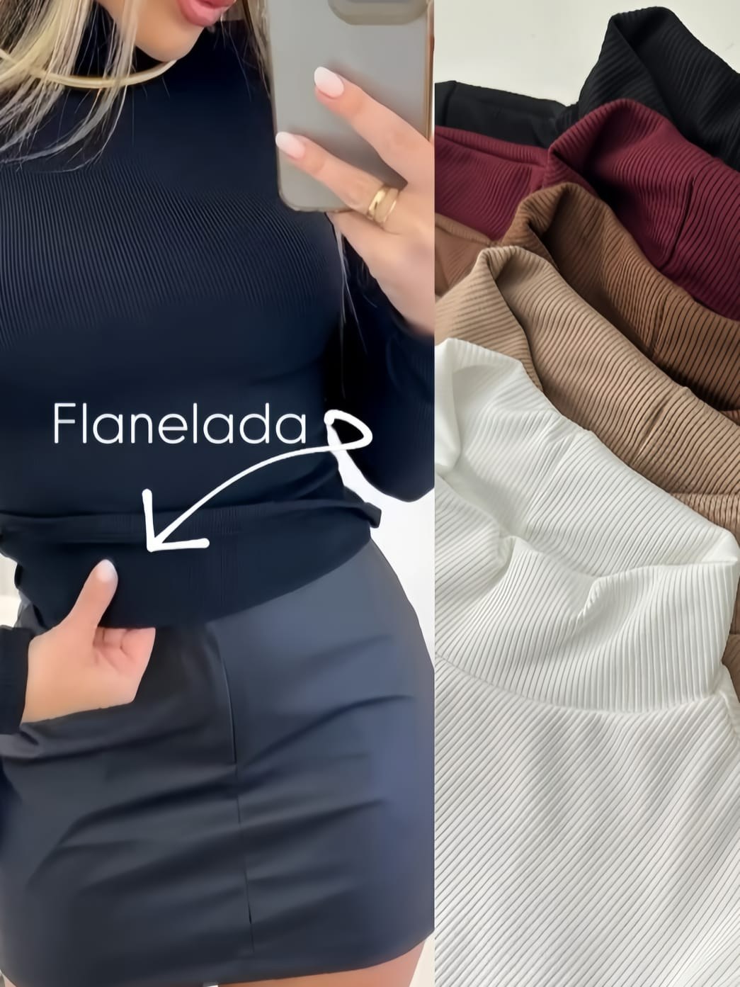 Blusa plus size flanelada gola alto inverno manga comprida