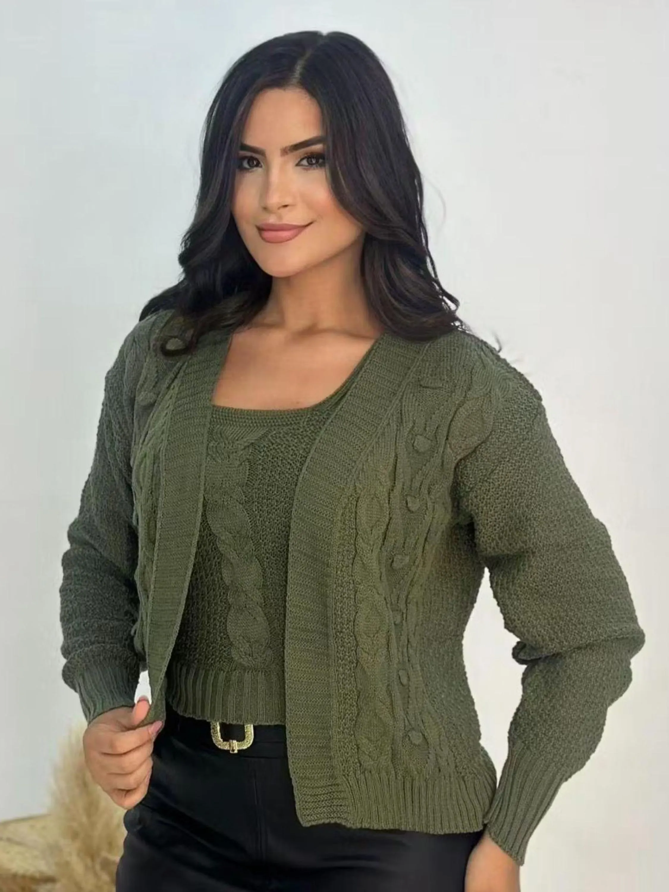 Twinset Casaco e Blusa de Lã Malha Inverno