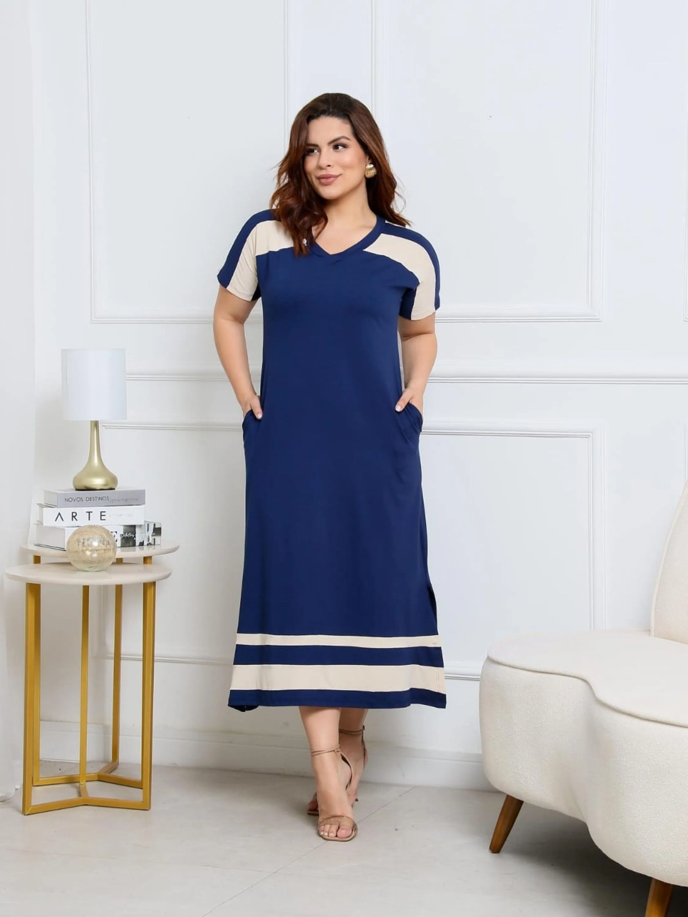 Vestido Plus Laura Viscolycra Midi